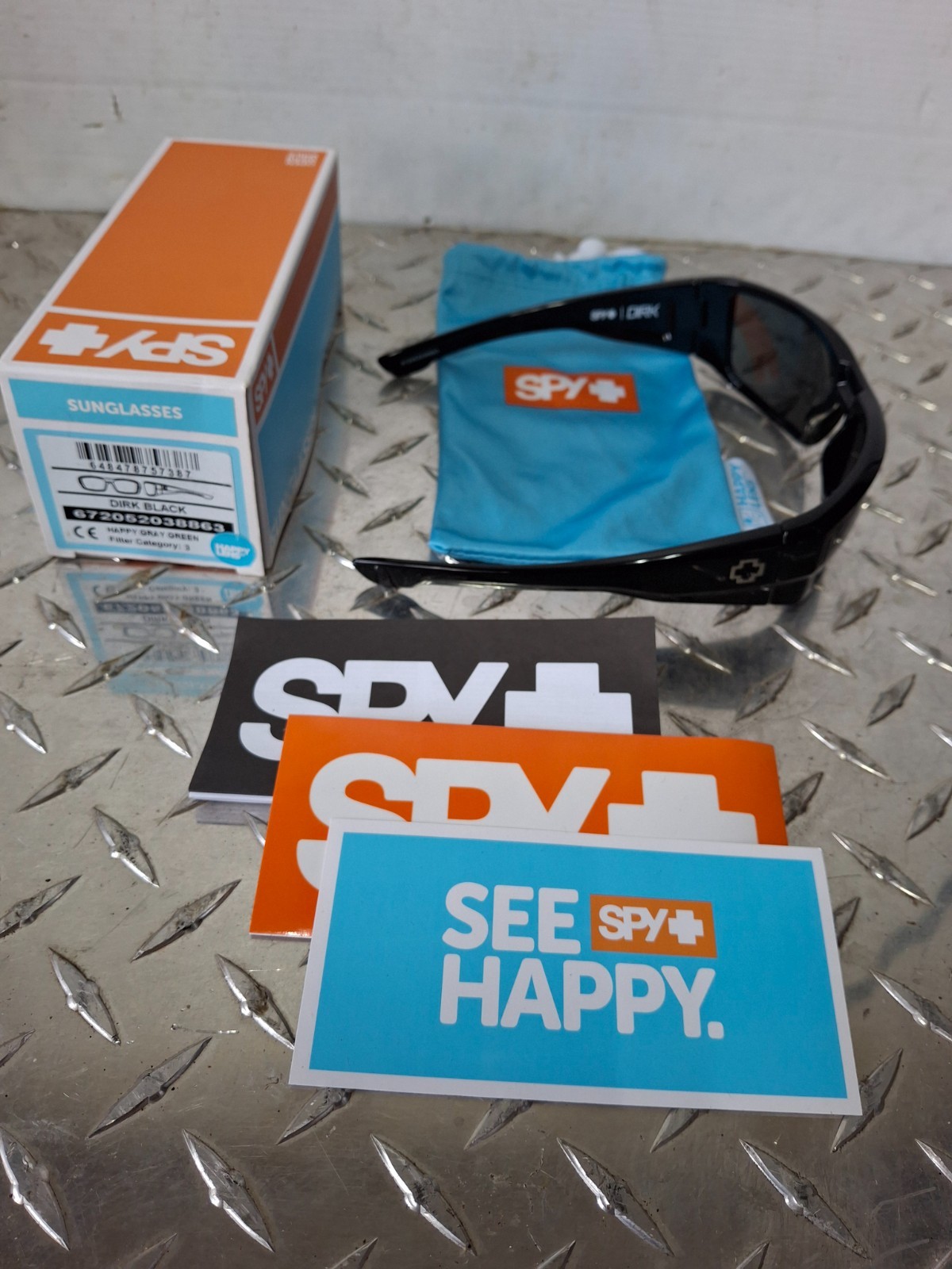 Spy Optic Sunglasses DIRK Black Happy Gray Green Lens 672052038863