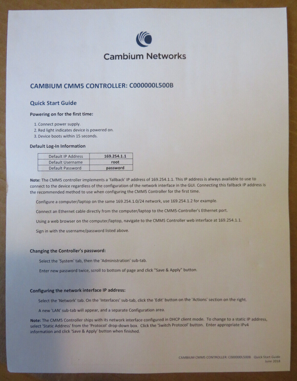 Cambium C000000L500B CMM5 Controller