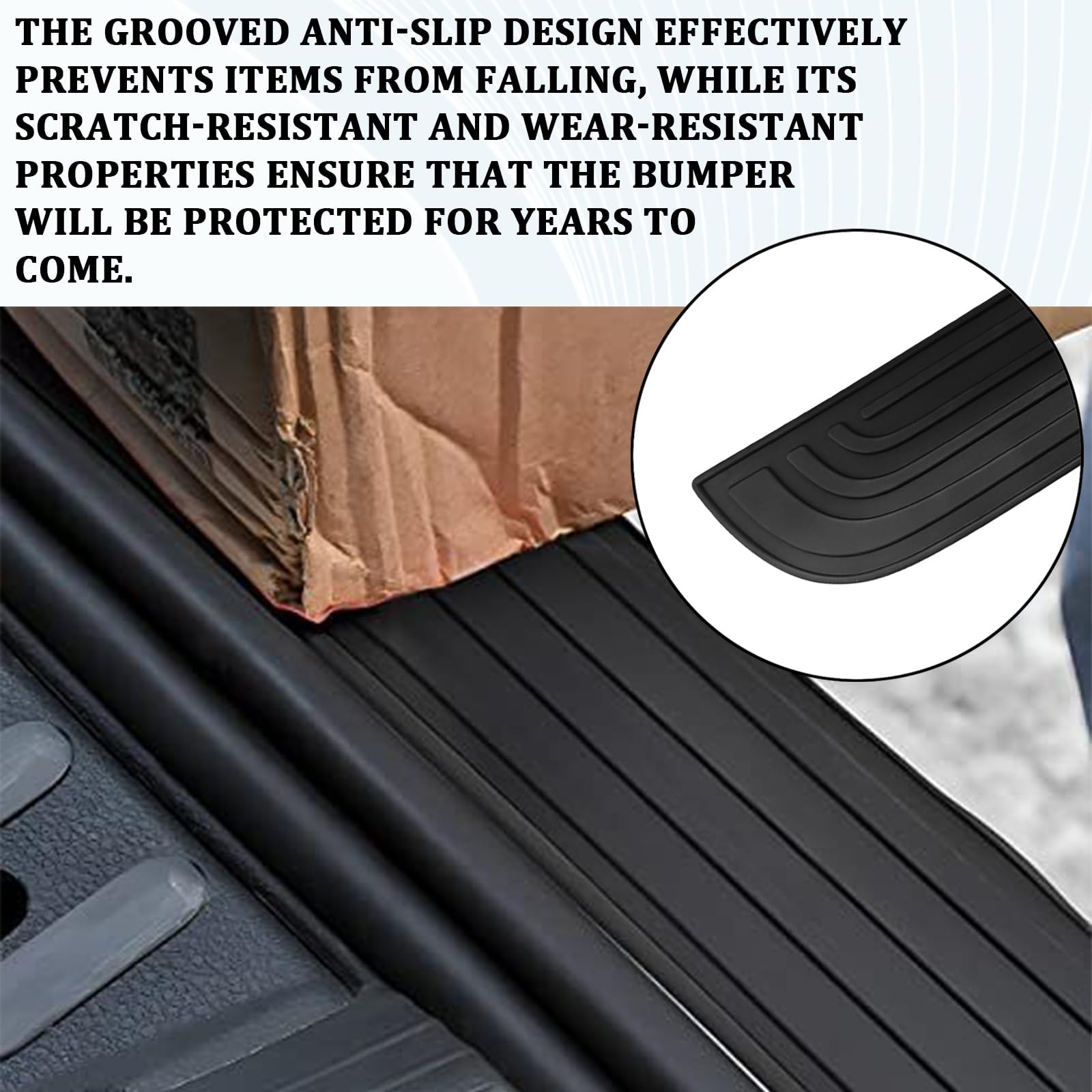 Universal Car Rear Bumper Protector 41 Inch Rubber Trunk Sill Guard Black