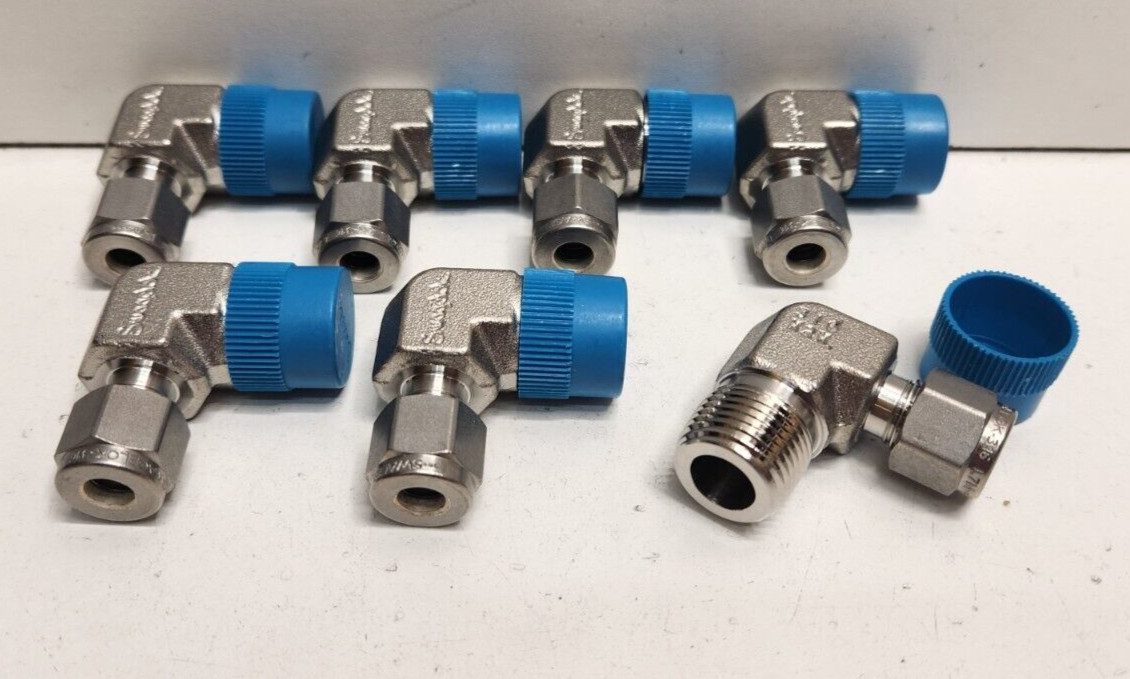 LOT OF 7 NEW OLD STOCK! SWAGELOK 1/4″ TUBE X 3/8″ NPT MALE ELBOWS SS-400-2-6