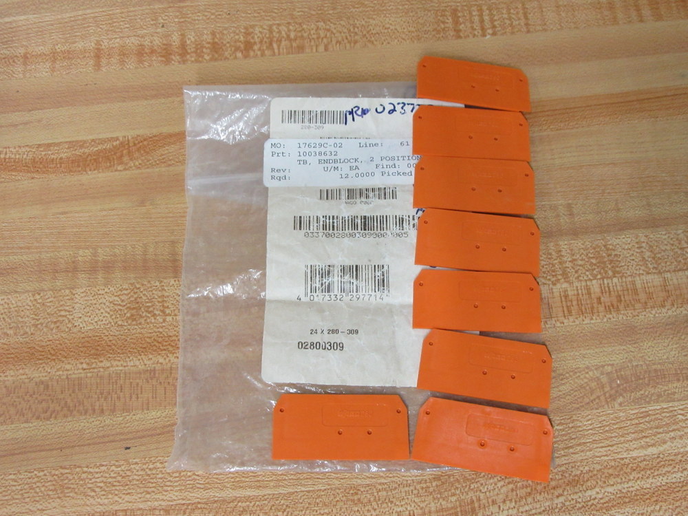 Wago 280-309 End Block 280309 (Pack of 8)