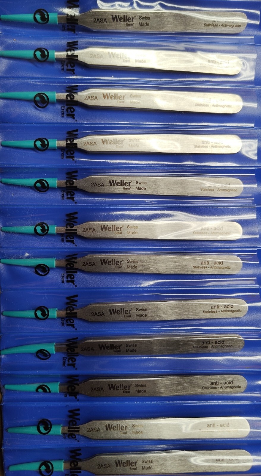 12 PK — Weller Erem 2ASA Tweezers Stainless Antimagnetic Anti-Acid Swiss – BULK