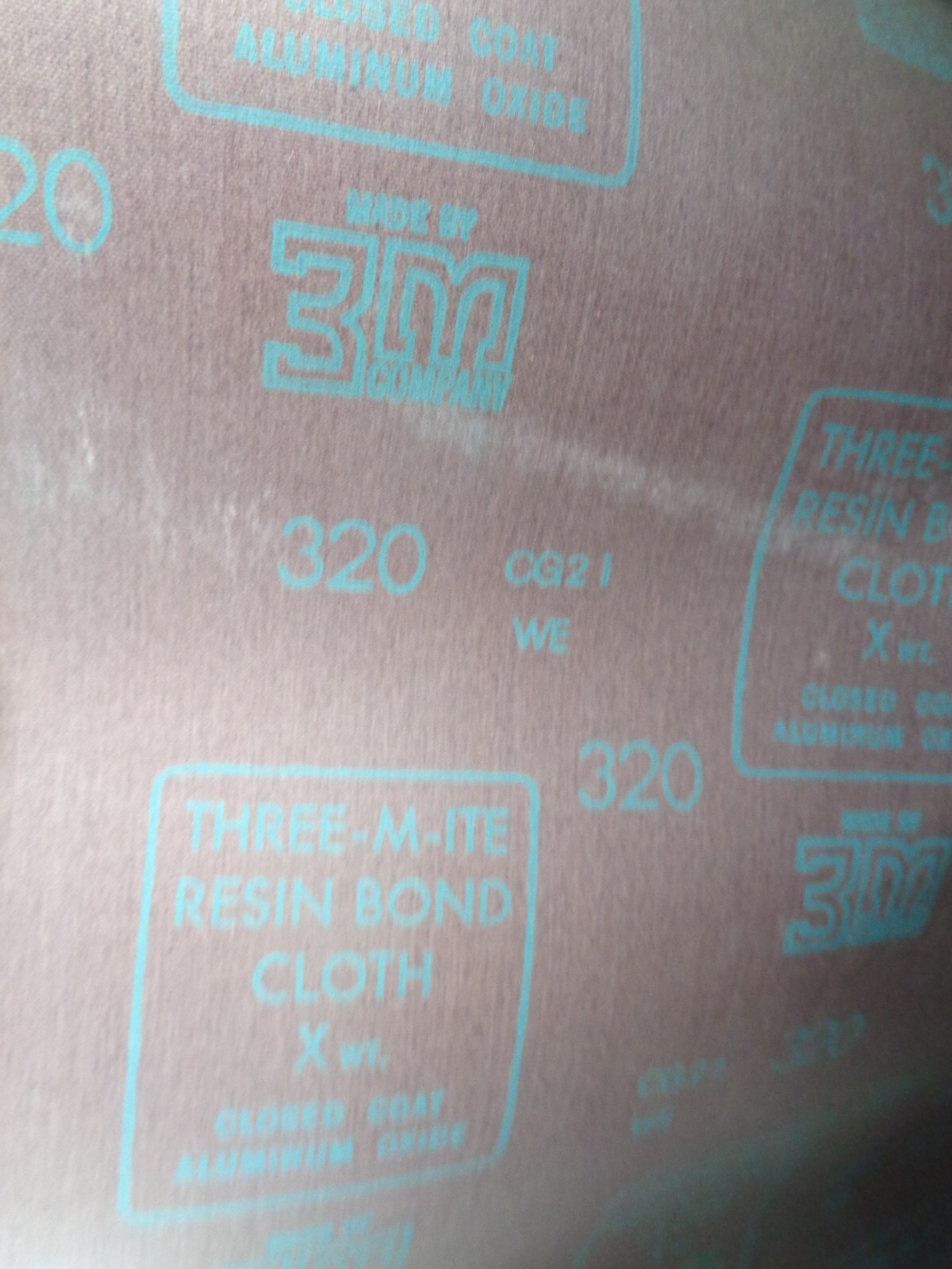 Lot of 5 New NOS 3M Three-M-Ite Resin Bond Cloth Sand Belt 320 Grit 25″ x 48″