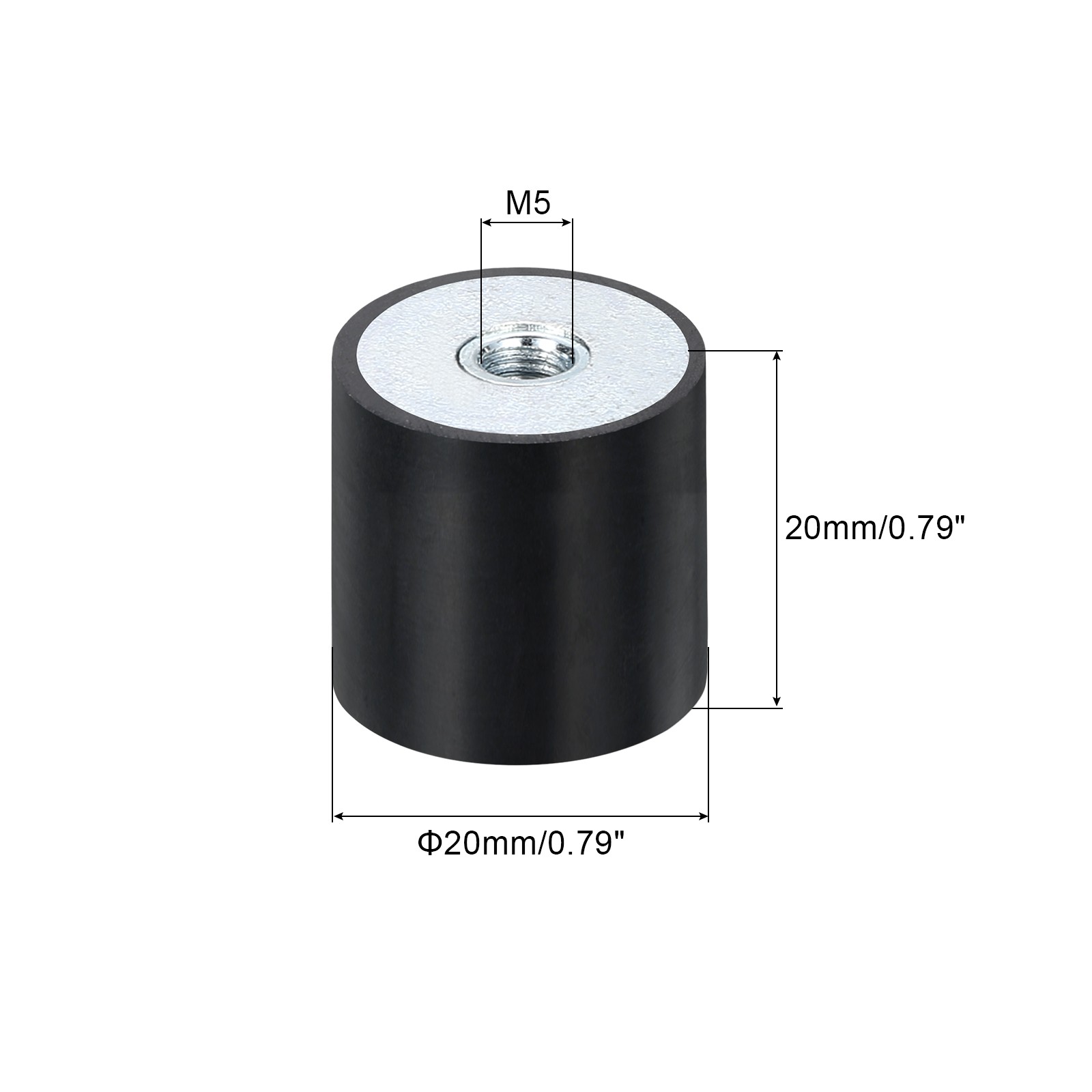 8Pcs 20 x 20mm M5 Thread Female Rubber Mounts, Silent Block Base Block