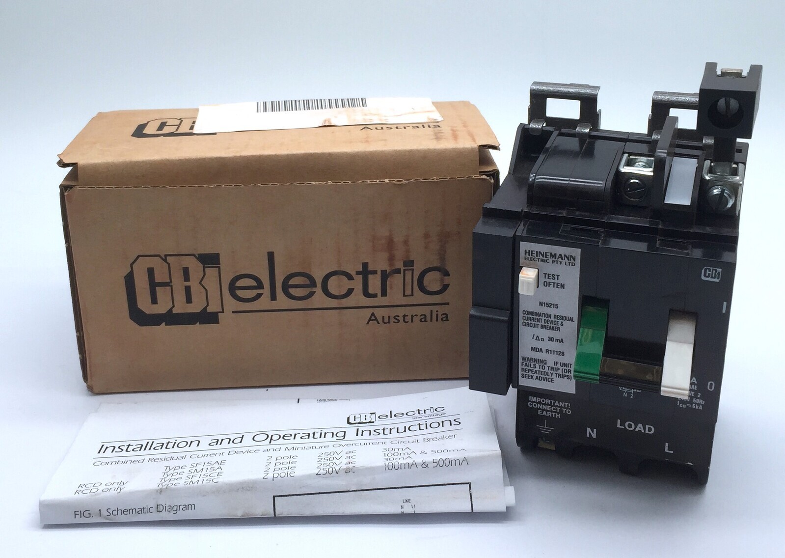 CBi Electric Heinelec SFISAE20 Combined RCD/MCB RCBO 6kA 20A 30mA 2P