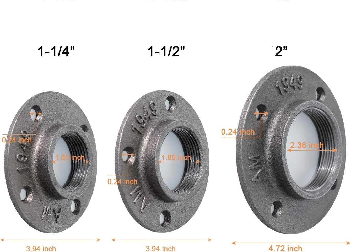 Ironwerks 2″ Black Malleable Iron Pipe Floor Flange