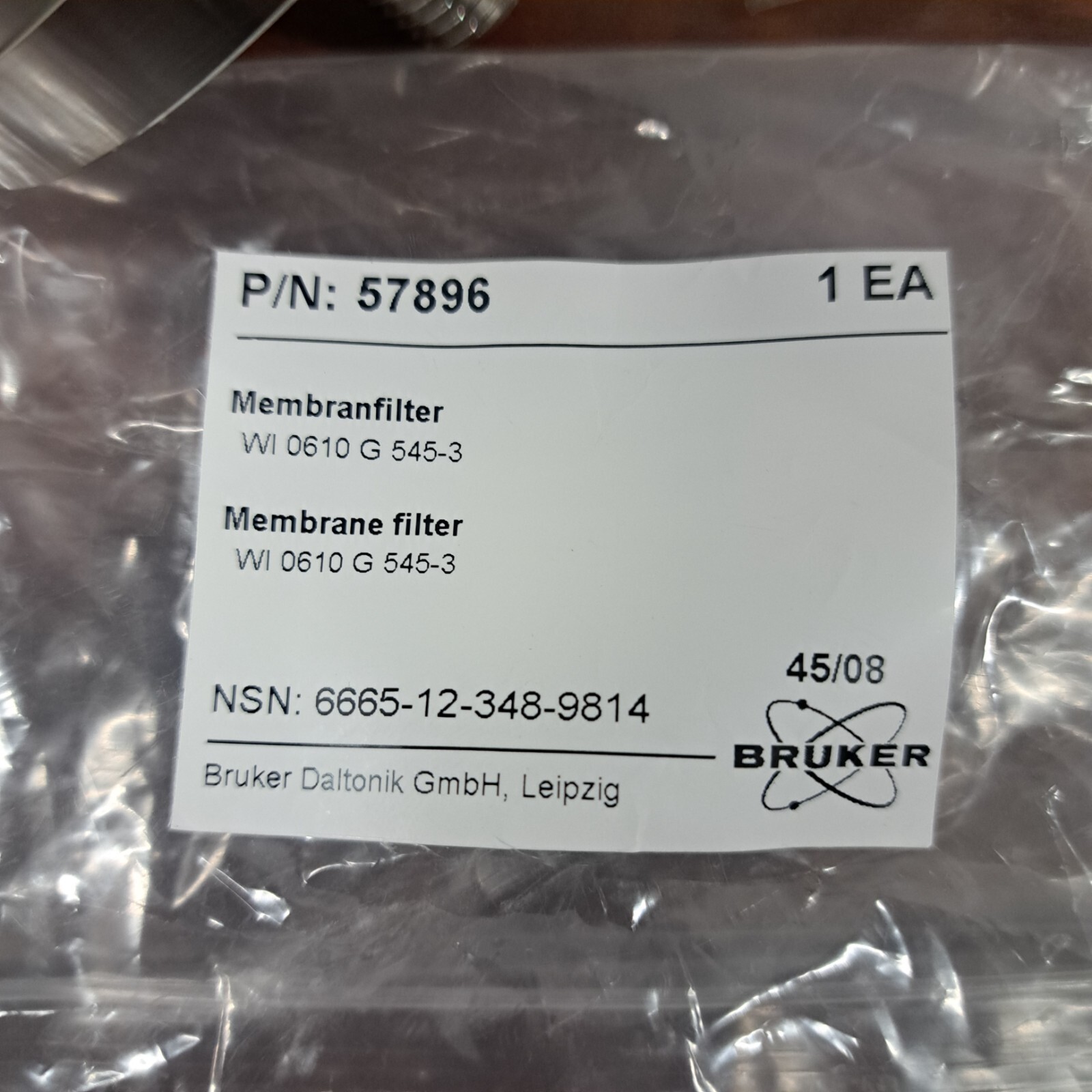 LOT OF 2 NEW BRUKER 57896 MEMBRANE FILTER WI 0610 G 545-3 NSN: 6665-12-348-9814