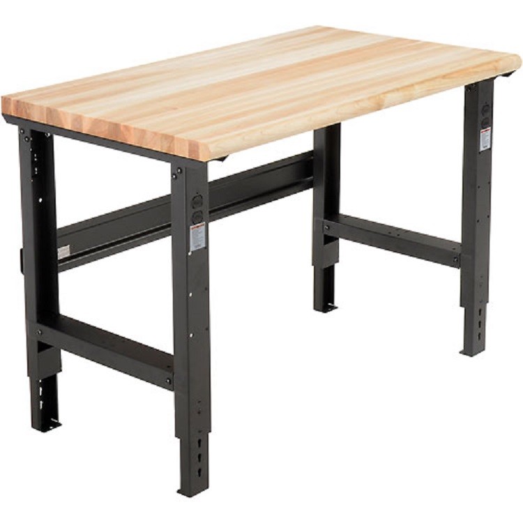NEW 60″W X 30″D Maple Butcher Block Safety Edge Workbench-Adj Hgt–Black!!