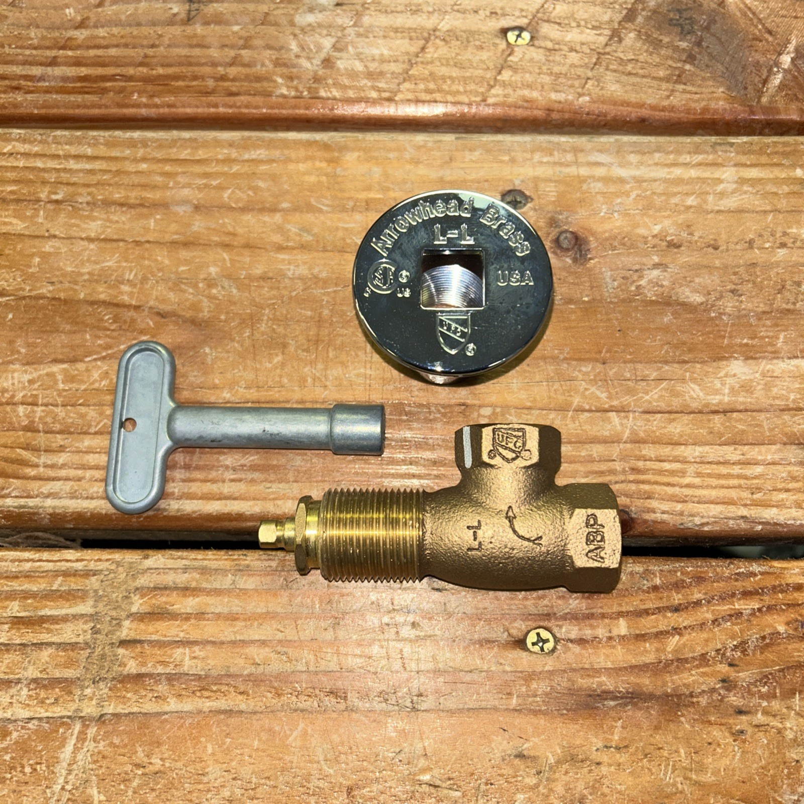Arrowhead Brass 258 Straight Gas Log Lighter Valve with Chrome Flange and Key