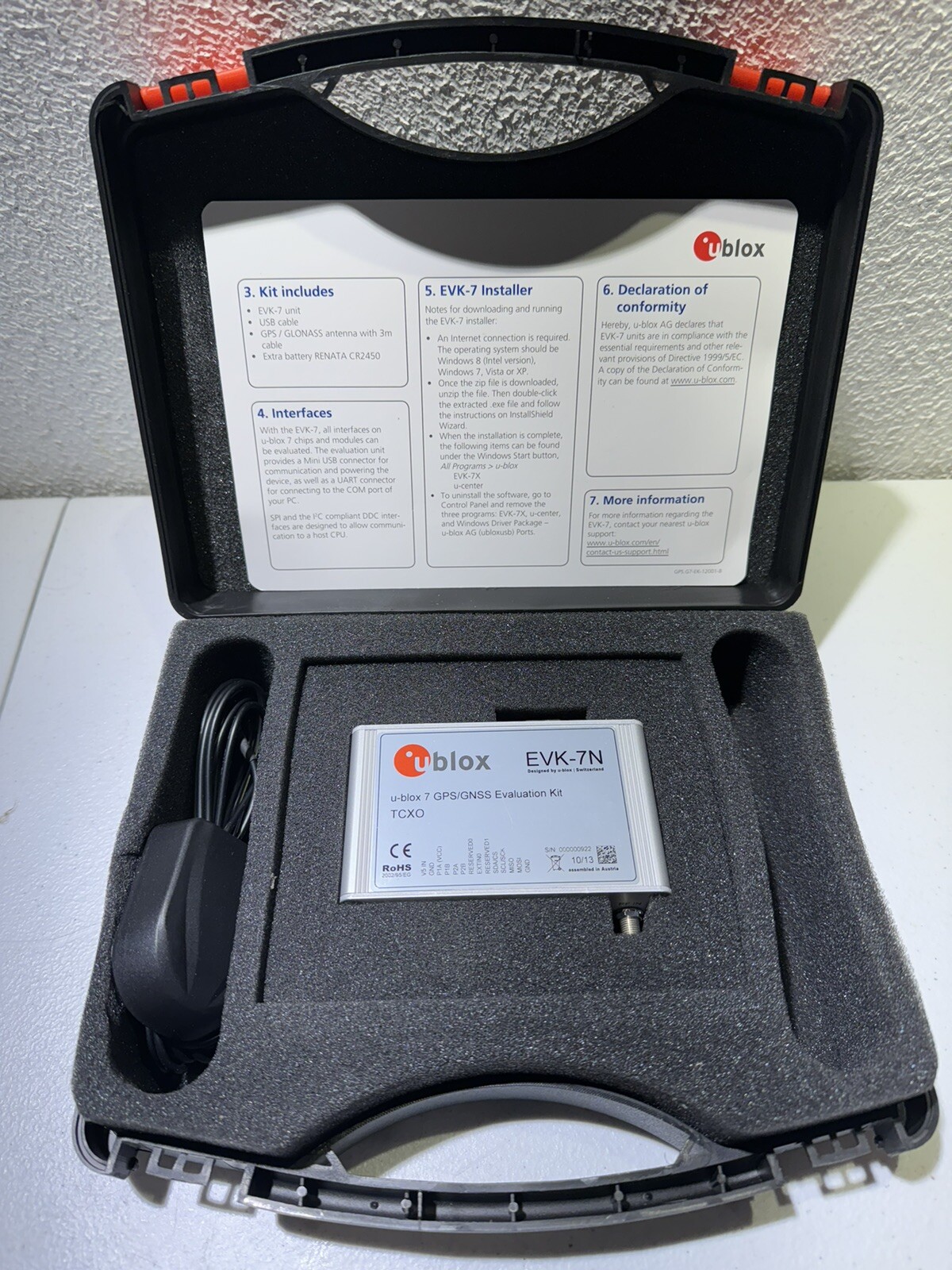 UBLOX EVK-7N EVALUATION KIT WITH EVALUTION BOARD AND GPS/GLONASS ANTENNA