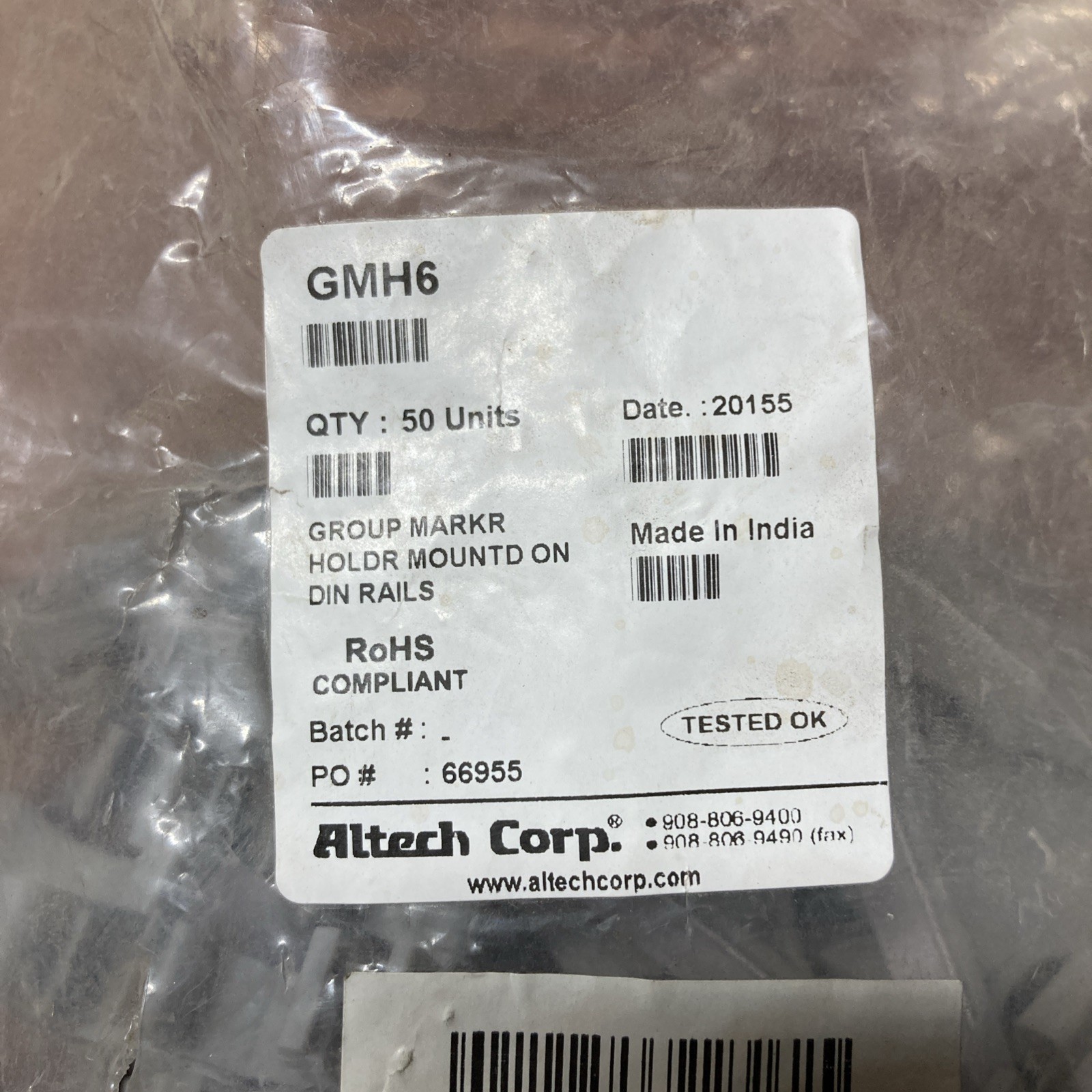 Altech Corp GMH6 Qty of 50. Group Marker Holder Mount On Din Rails