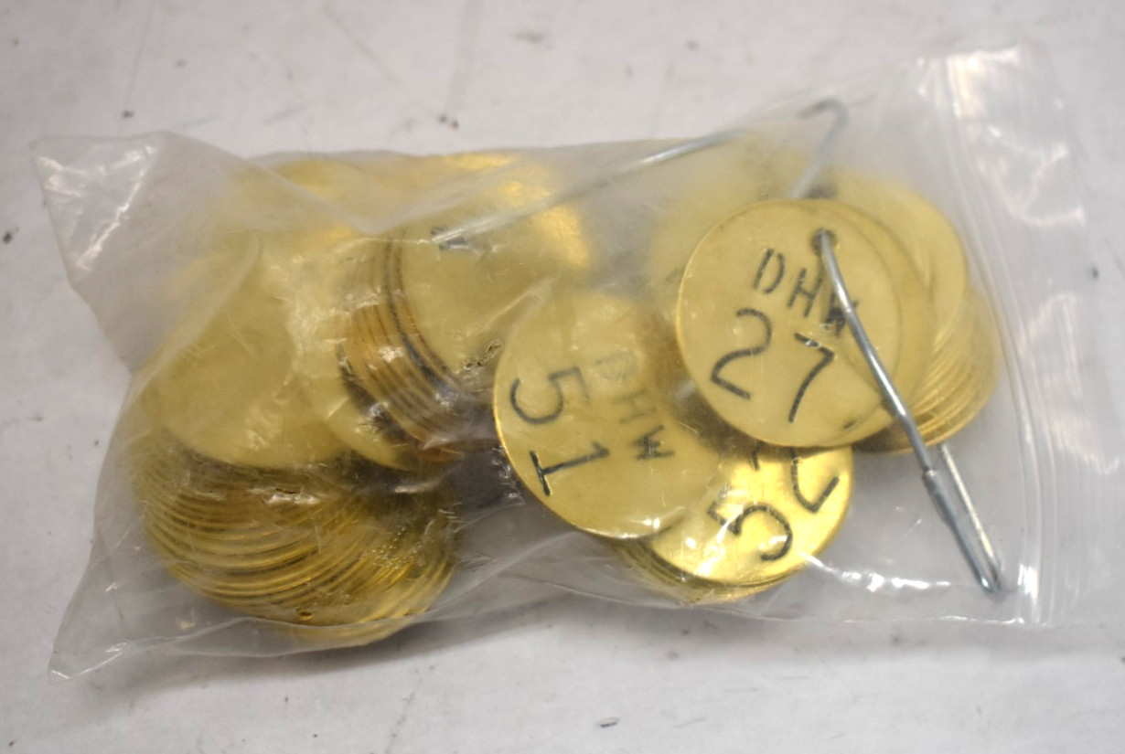 Brady 1-1/2″ Diameter Stamped Brass Valve Tags Legend “DHW” Lot of 100