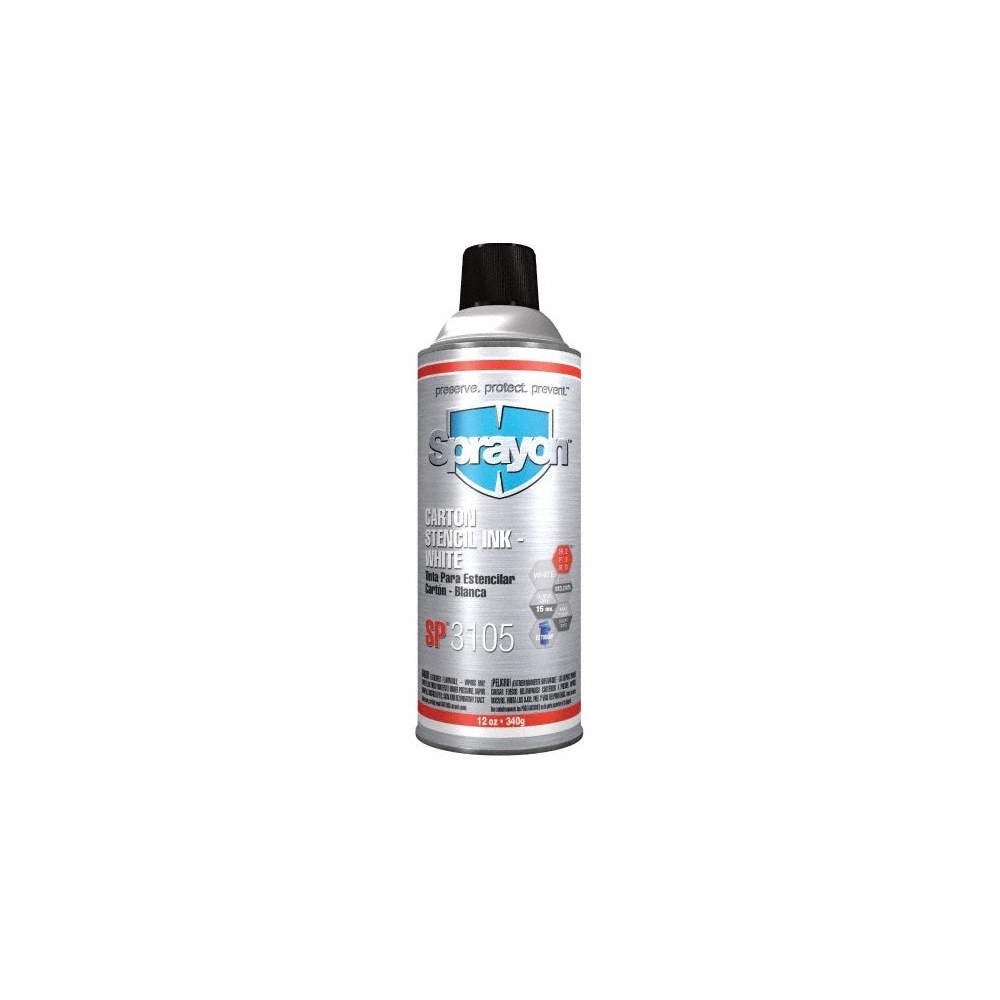 SPRAYON SC3105000 Stencil Ink,Aerosol Can,White,12 oz. 6KDR7