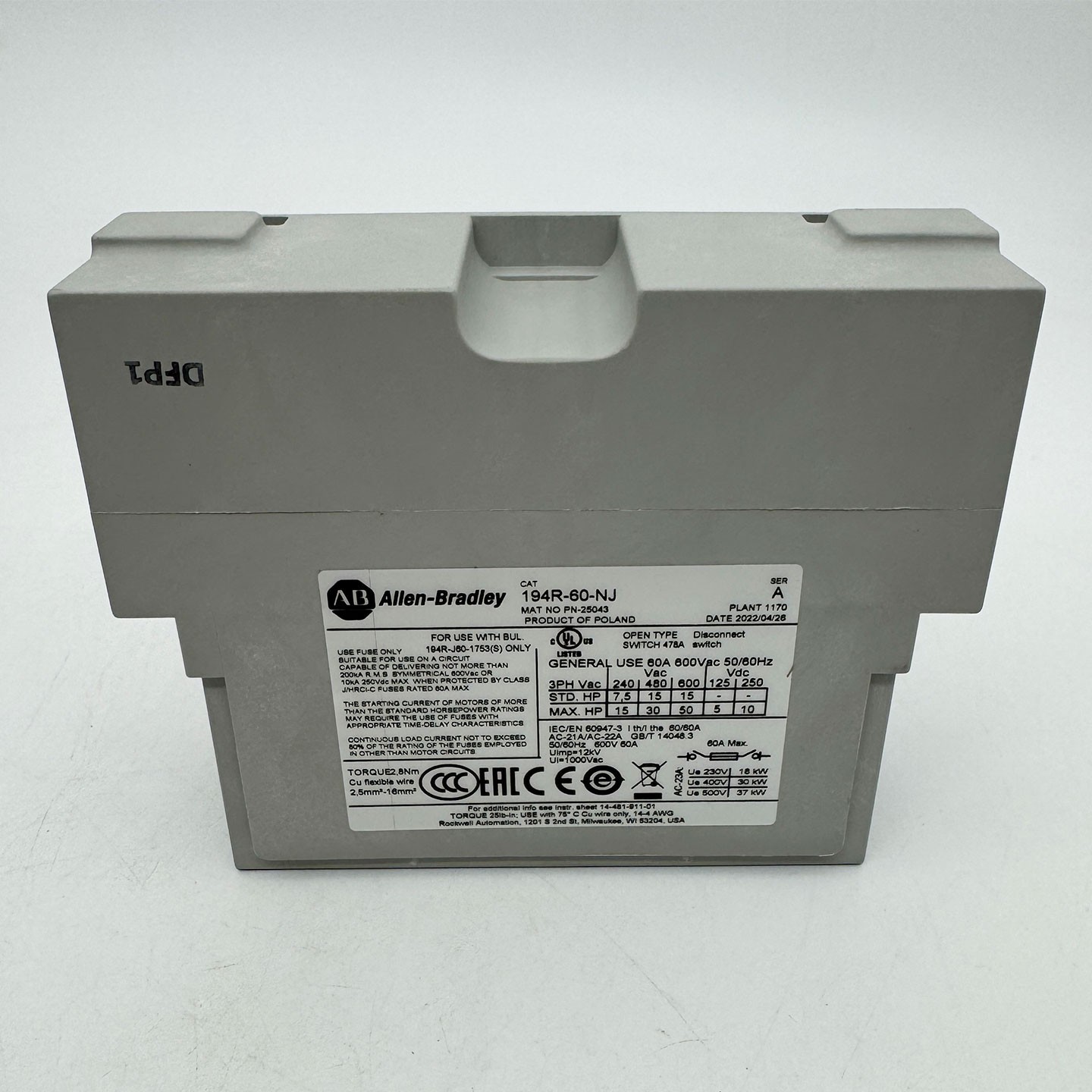 194R-60-NJ 194R 60 Ampere 4th Power Pole Module New Original 194R60NJ