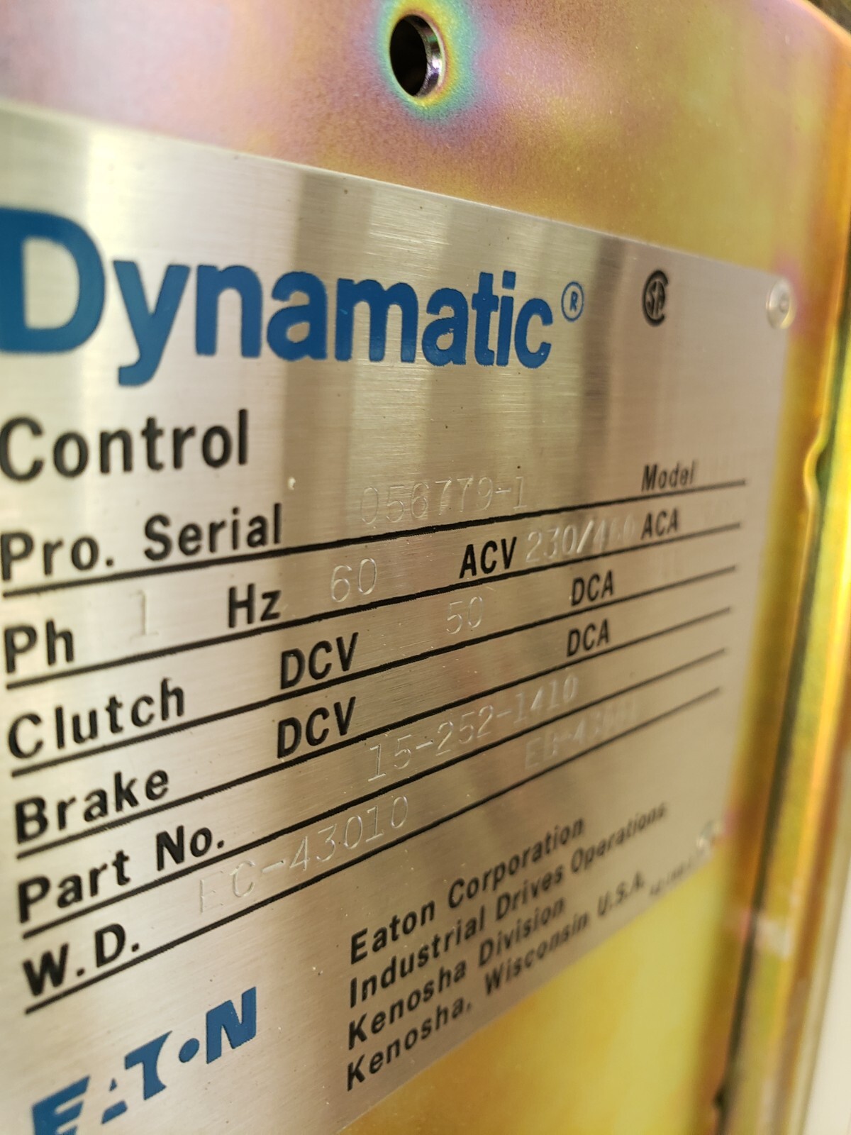 DYNAMATIC TACHOMETER GENERTOR G2 W/EDDY CURRENT BRAKE MO-1400210705