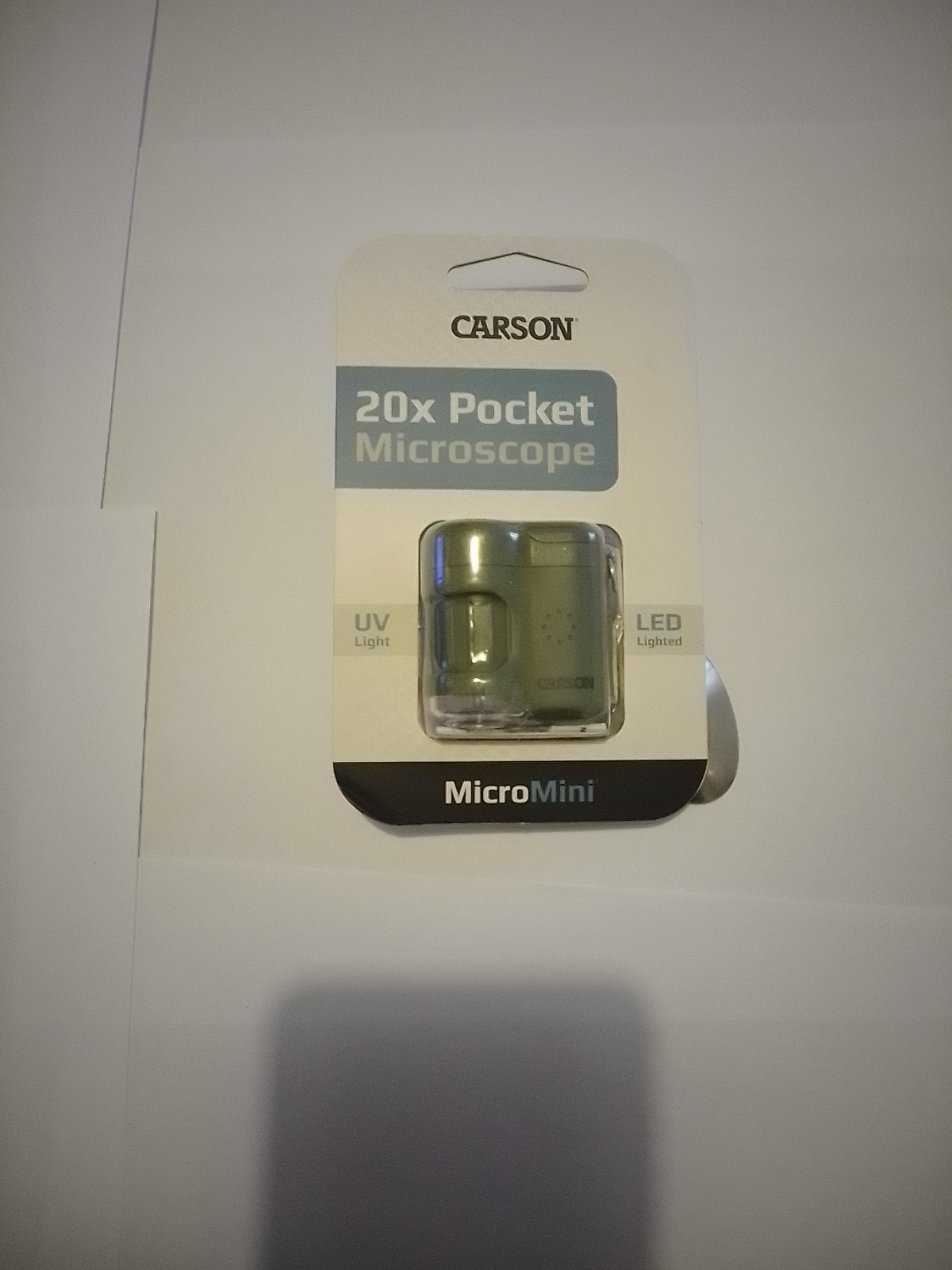 Carson Micromini 20X Pocket Microscope, With LED Light, UV & Clip for Digiscop