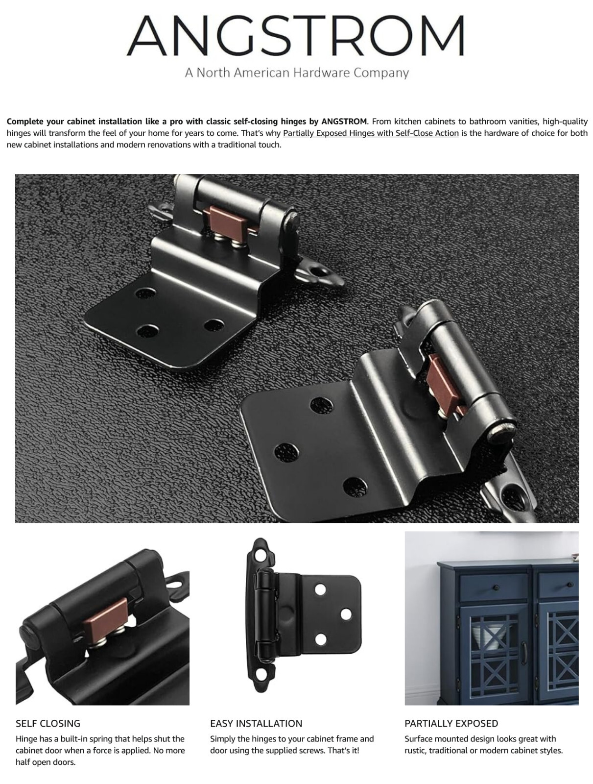 10 NEW ANGSTROM 97221 3/8″ INSET BLACK E-MOUNT CABINET HINGES NIB **MAKE OFFER**