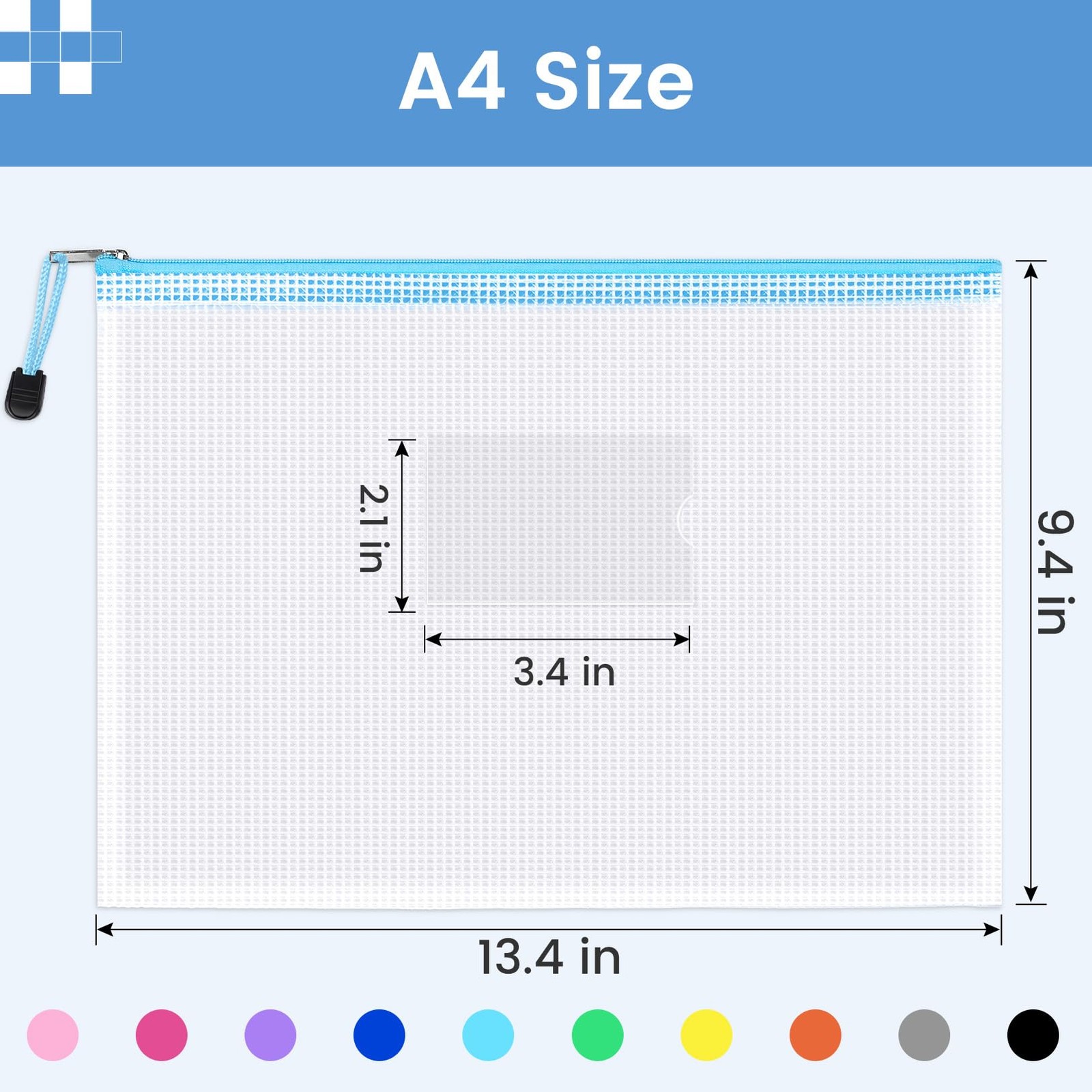 Sooez 20 Pack Mesh Zipper Pouch Bags, A4 Letter A4/Letter Size, Multicolored