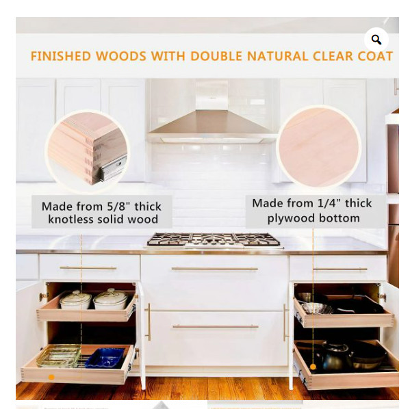 Mulush 26”W x 21”D x 3”H Pull Out Cabinet Drawer Soft Close Slide Out Wood