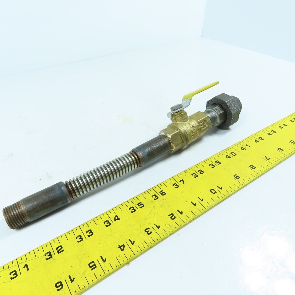 1/2″ NPT x 11-1/2″ Long Flexible Gas Line Assembly W/ Ball Valve & Union