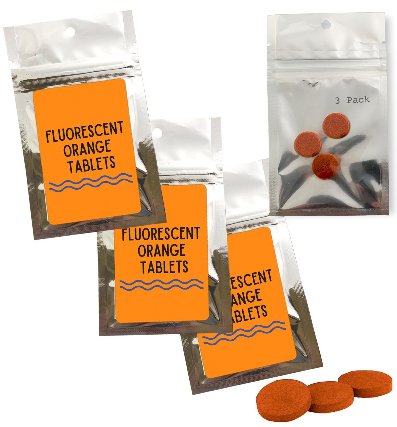 Fluorescent Dye Tablets Water Tracer 3 Pack Orange 9 Tabs 35 Gallon Visual