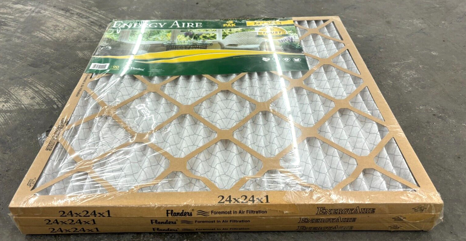 ENERGY AIRE 24″ X 24″ X 1″PLEATED AIR FILTERS LOT OF 3