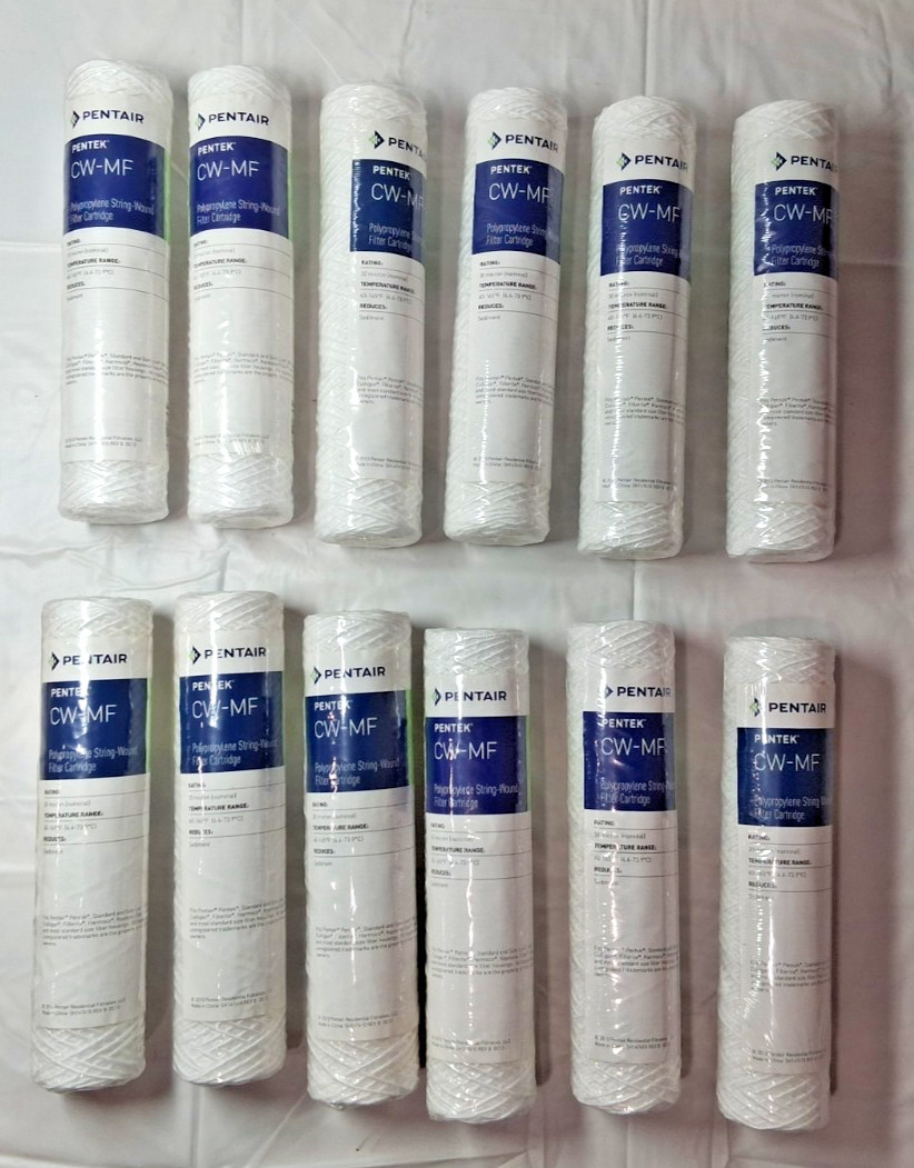Pentek Polypropylene Micron Water Filters String Wound 30 9.75×2.38″ QTY12 CW-MF