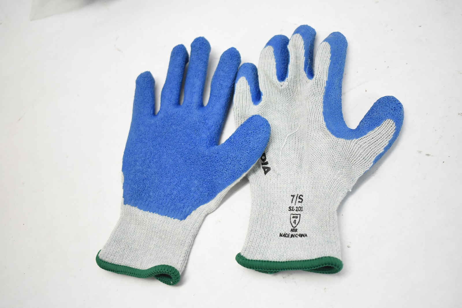 Olympia SI-101 Work Gloves 7/S Small Blue Latex Coated Safety Grip 32 Pairs