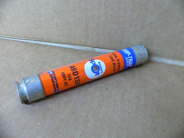 A6d15r Amp-Trap/Ferraz Shawmut Time Delay Fuse, 15Amp, 600Vac, Class Rk1, Hrci-R