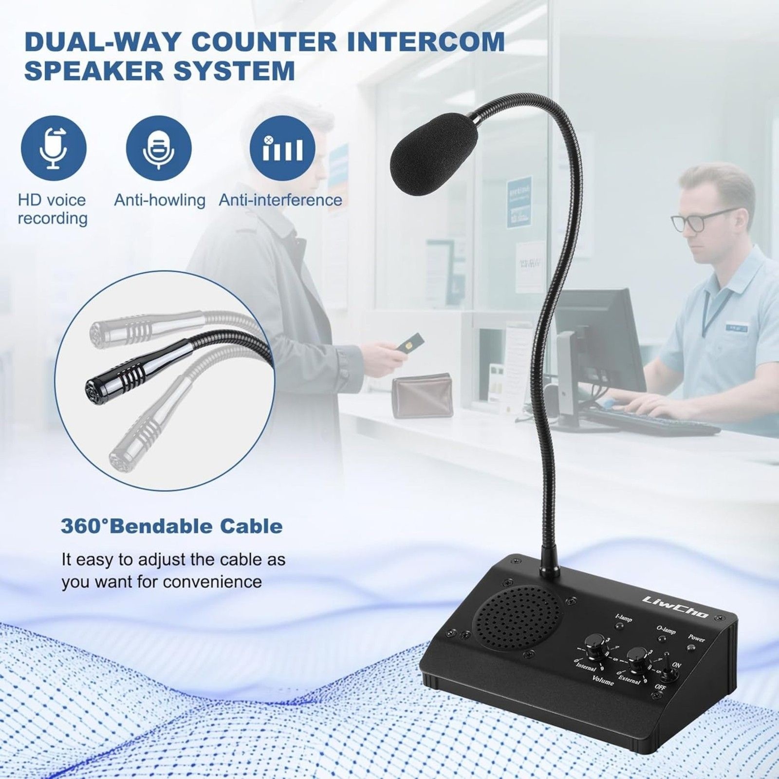 Window Intercom, 2-Way Window Speaker System for Business- Stores, Food Trucks