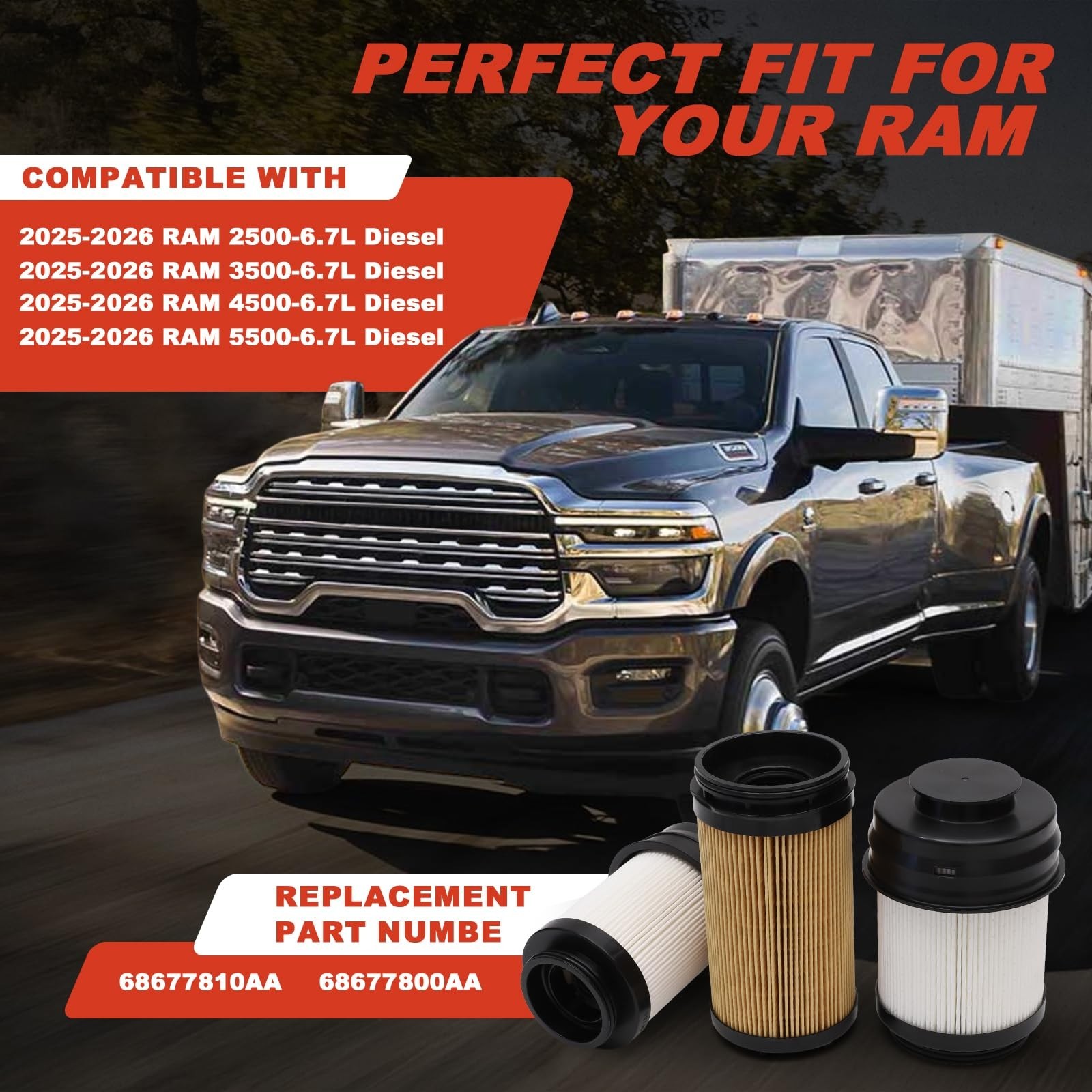 68677800AA Fuel Filter Water Separator | 68677810AA Oil Filter Set Replacemen…