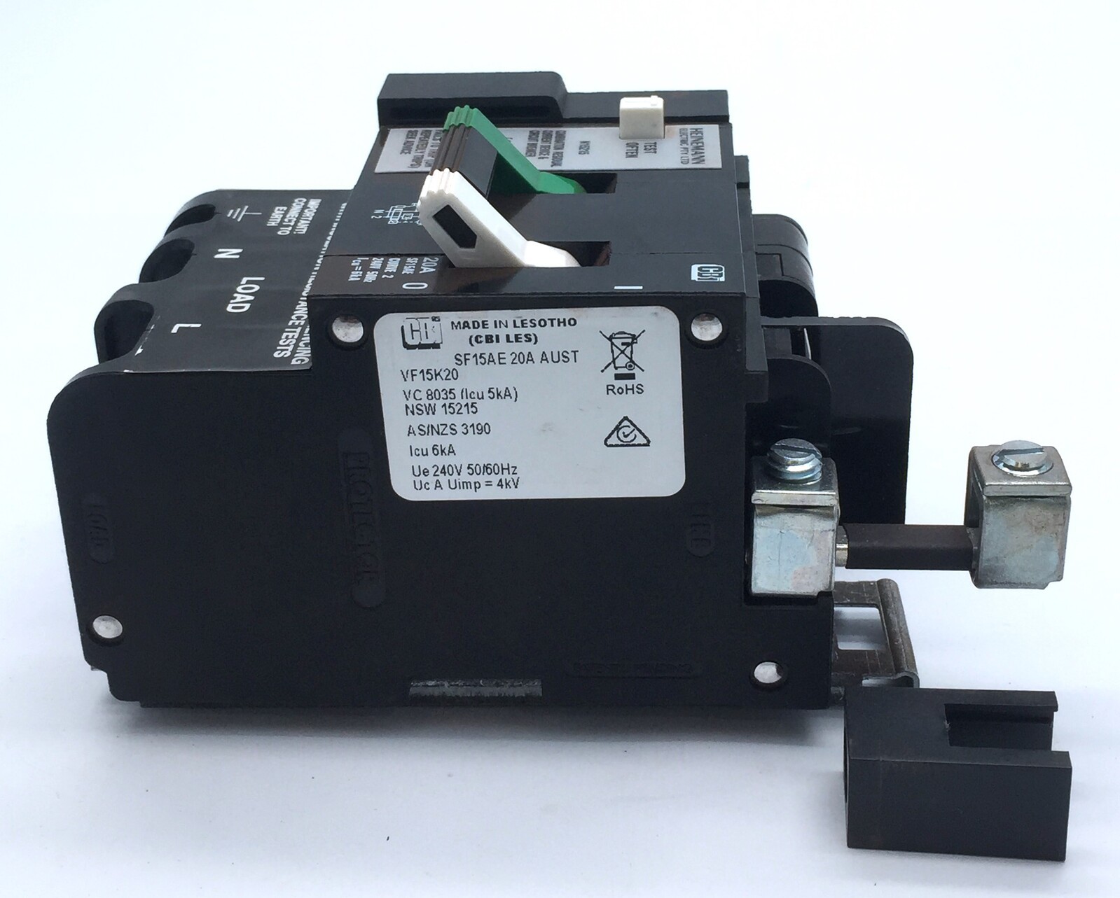 CBi Electric Heinelec SFISAE20 Combined RCD/MCB RCBO 6kA 20A 30mA 2P