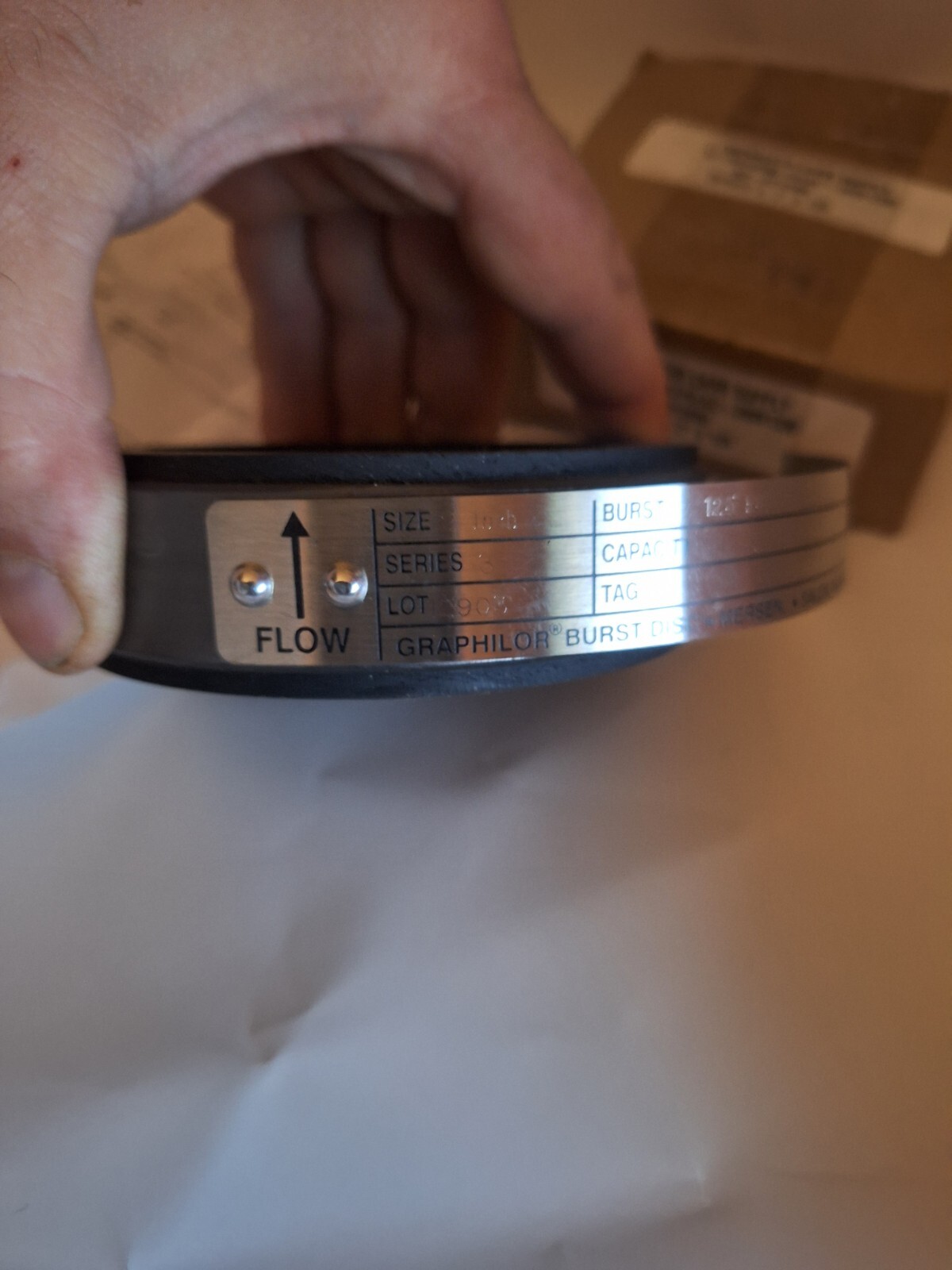 NEW MCMASTER CARR S3-02125M SER. 3, 2″ S 125 PSIG 25 FT LBS GRAPHILOR BURST DISC