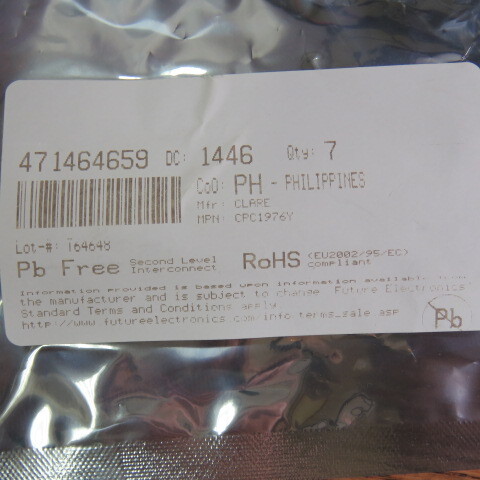 IXYS CPC1976Y Qty of 2 per Lot Solid State SPST-NO (1 Form A) 8-SIP, 4 Leads