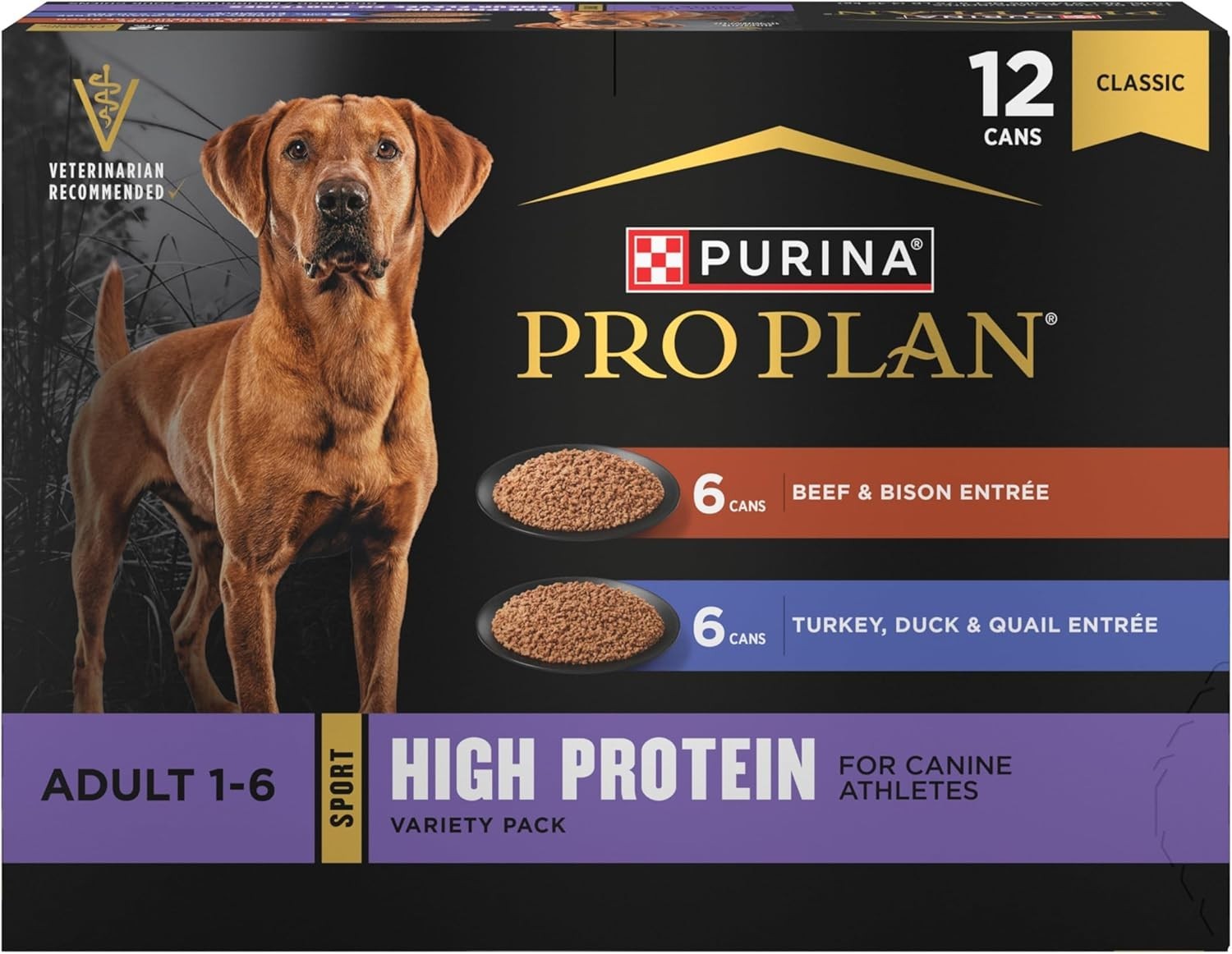 Purina Pro Plan Sport High Protein Variety Pack Adult Wet Dog Food -13 Oz, 12 Ct