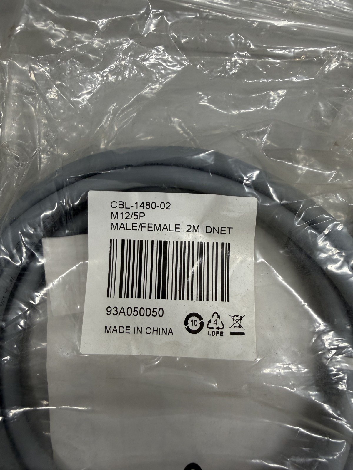 NEW Datalogic CBL-1480-02 M12/5P Male/Female 2M Idnet Cable 93A05005