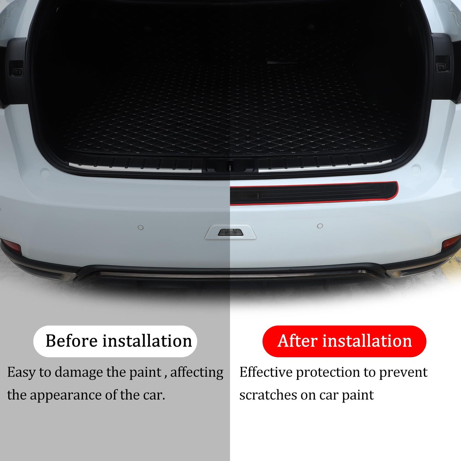 Car Rear Bumper Protector, 41inch x3.5inch Car/SUV Universal Rubber Anti-Scra…