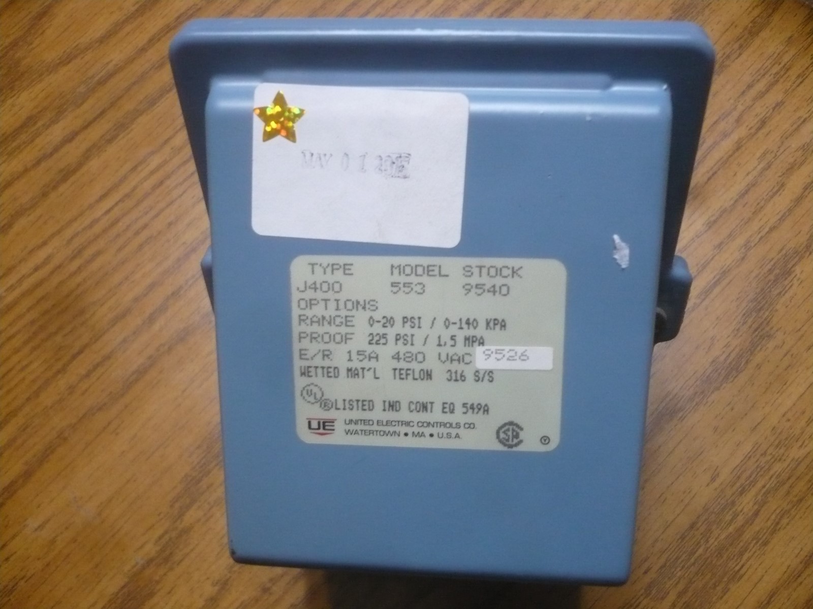 New United Electric UE J400-553 Pressure Switch Controller