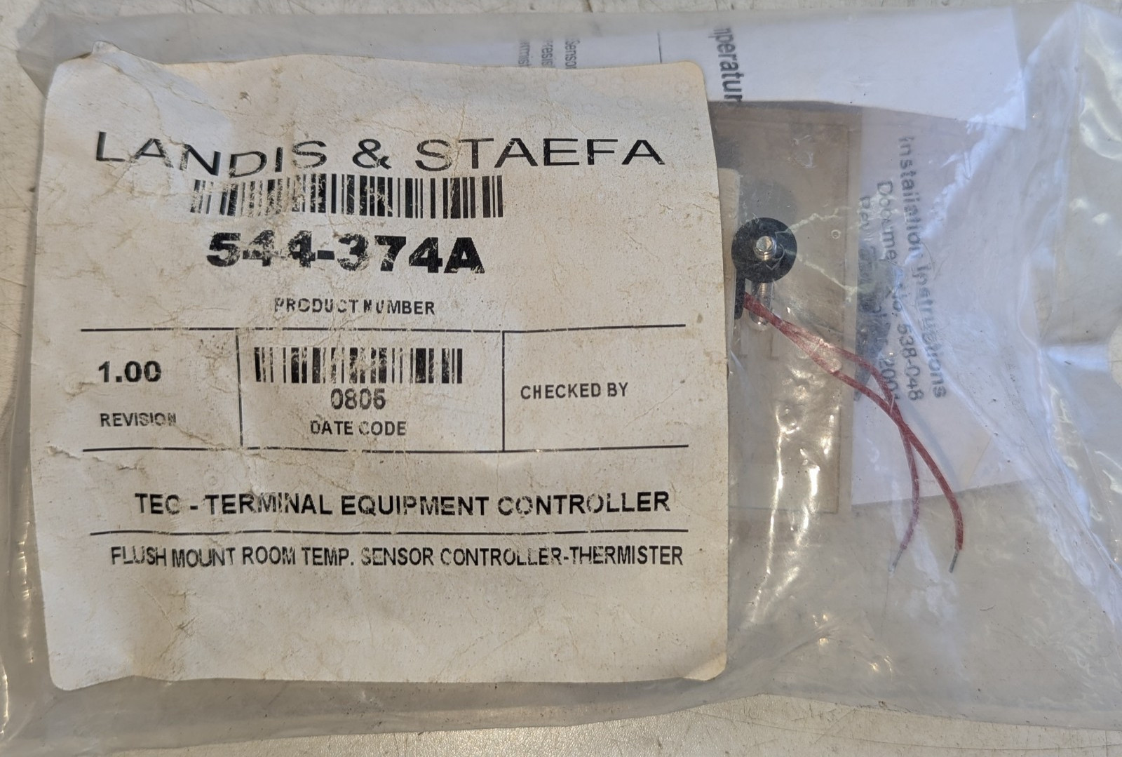 Siemens LANDIS & STAEFA 544-374A Flush room mount temp sensor