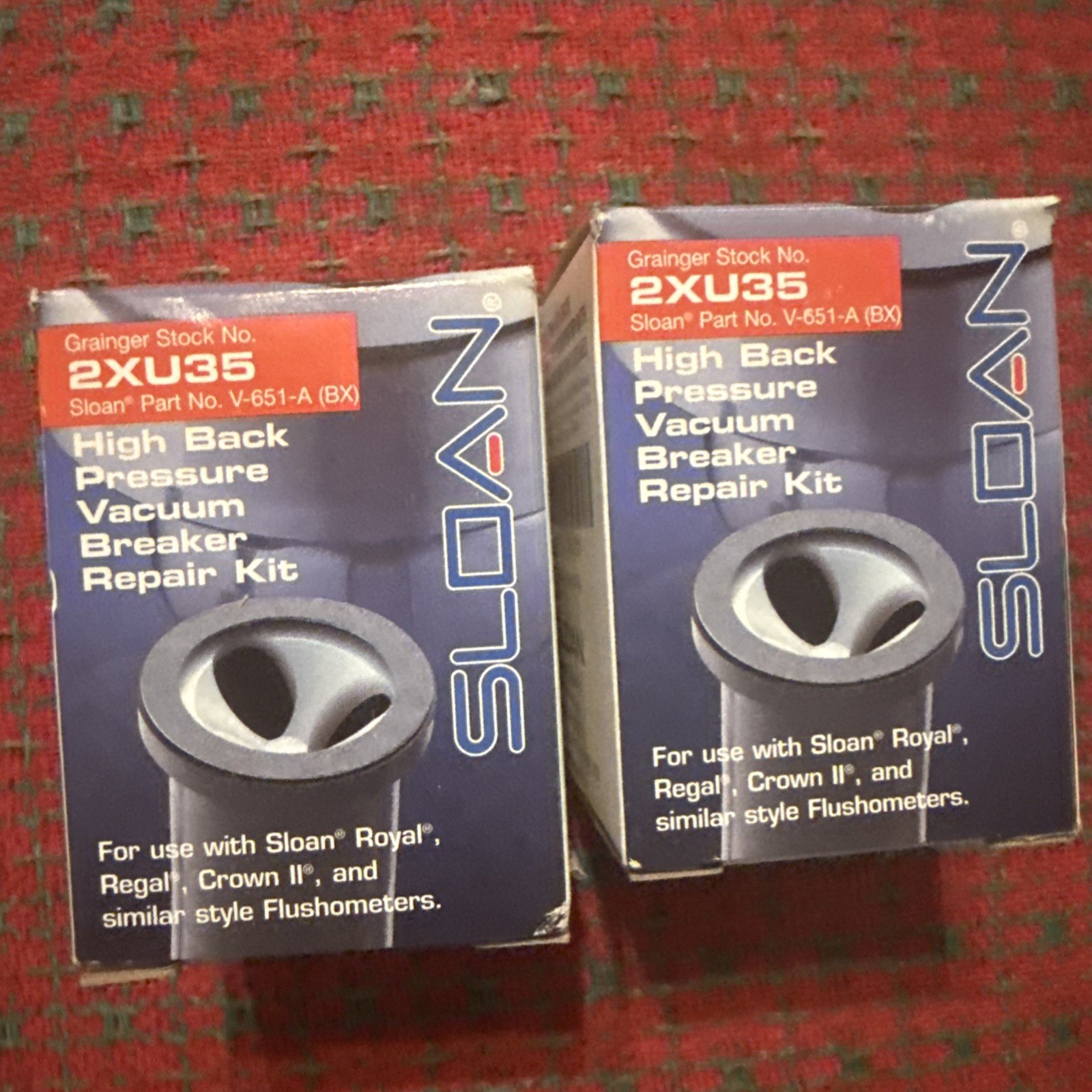 (2) Sloan 2XU35 High Back Pressure Vacuum Breaker Repair Kit – NOS 2pc