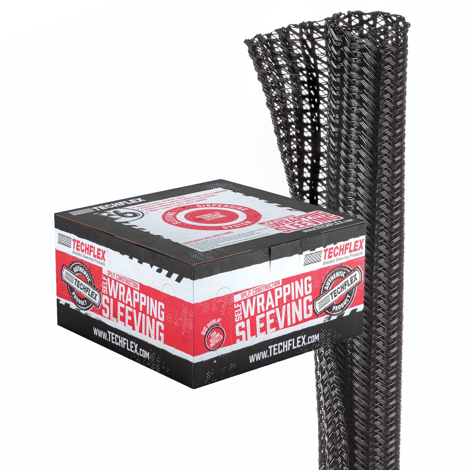TechFlex 1/2″ Split F6 Braided Sleeving Wrap Split Loom 100FT F6N0.50BK-100
