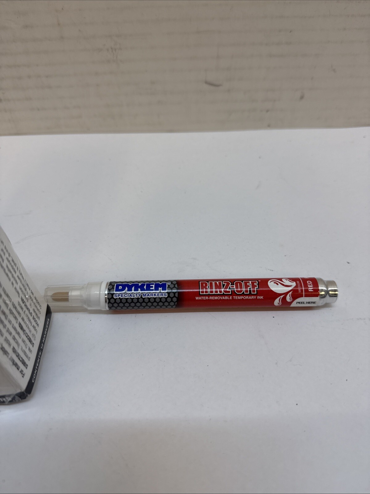 Lot of 12 Dykem 91106 Rinz-Off Temporary Ink Marker, Medium Tip Red