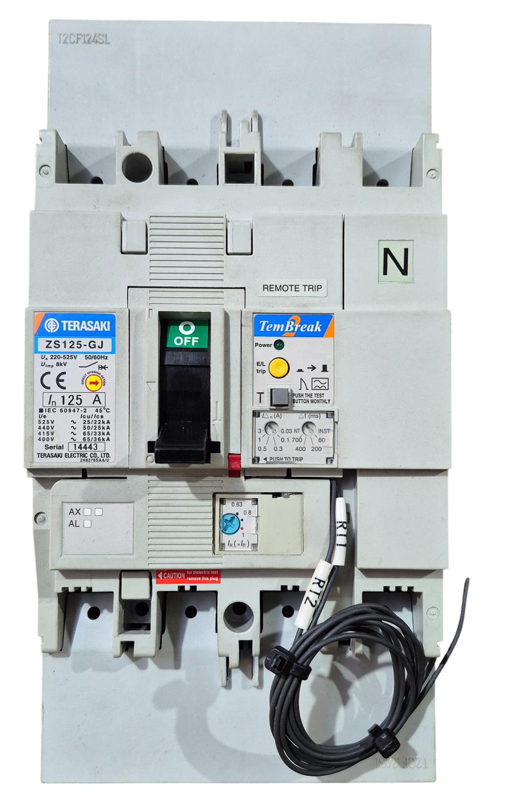 TERASAKI TemBreak ZS125-GJ 125A 4 Pole Circuit Breaker 8kA Rated 220-525V