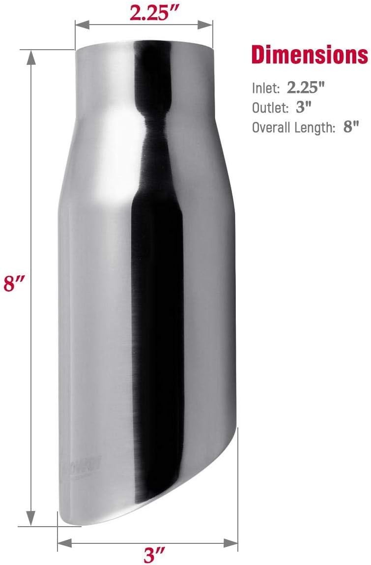 Upower Stainless Steel Exhaust Tips 8in