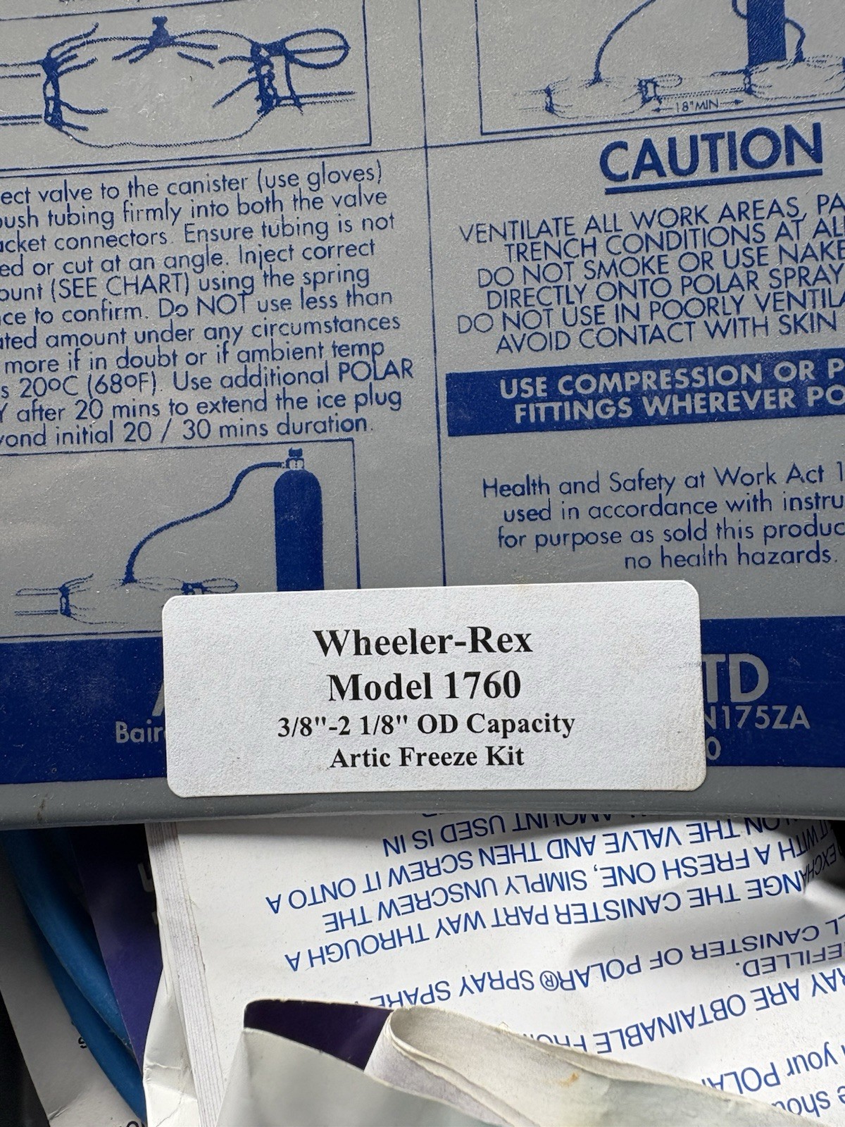 Wheeler-Rex 1760 Arctic Freeze Kit Pipe Freezing Tool 3/8″-2 1/8″ OD MPN 1760