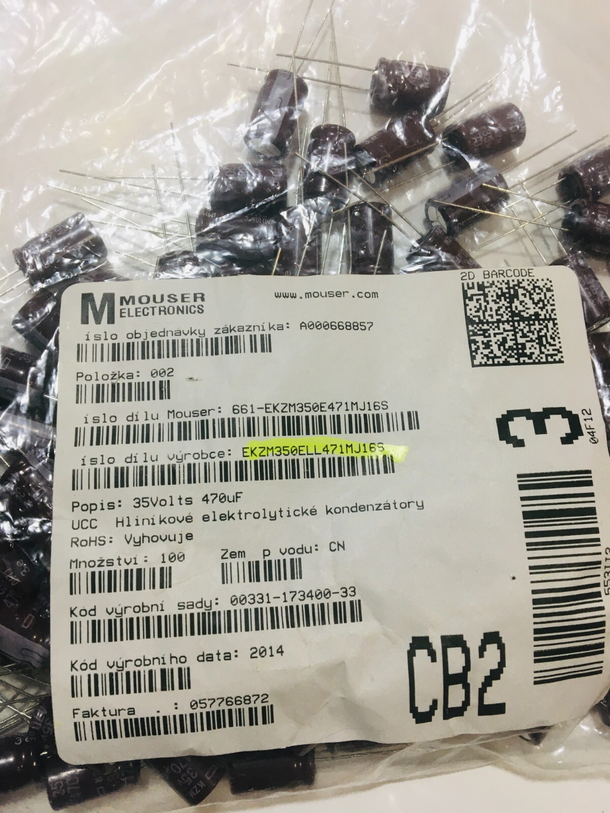 Mouser 661-EKZM350E471MJ16S 35 volts 470uf (100 pcs )