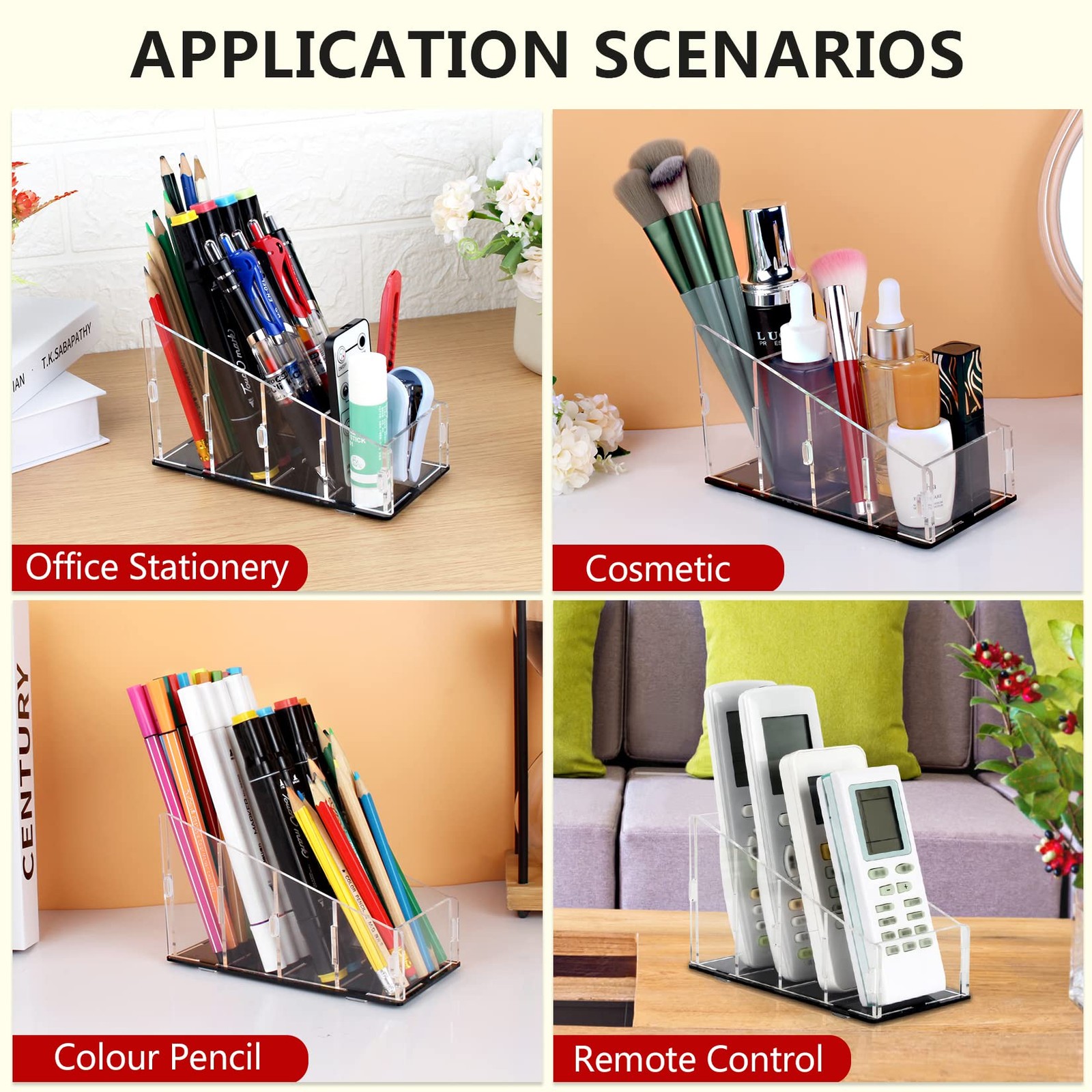 Yes!Fresh TV Remote Control Holder Organizer Acrylic 4 1 Pack, Clear