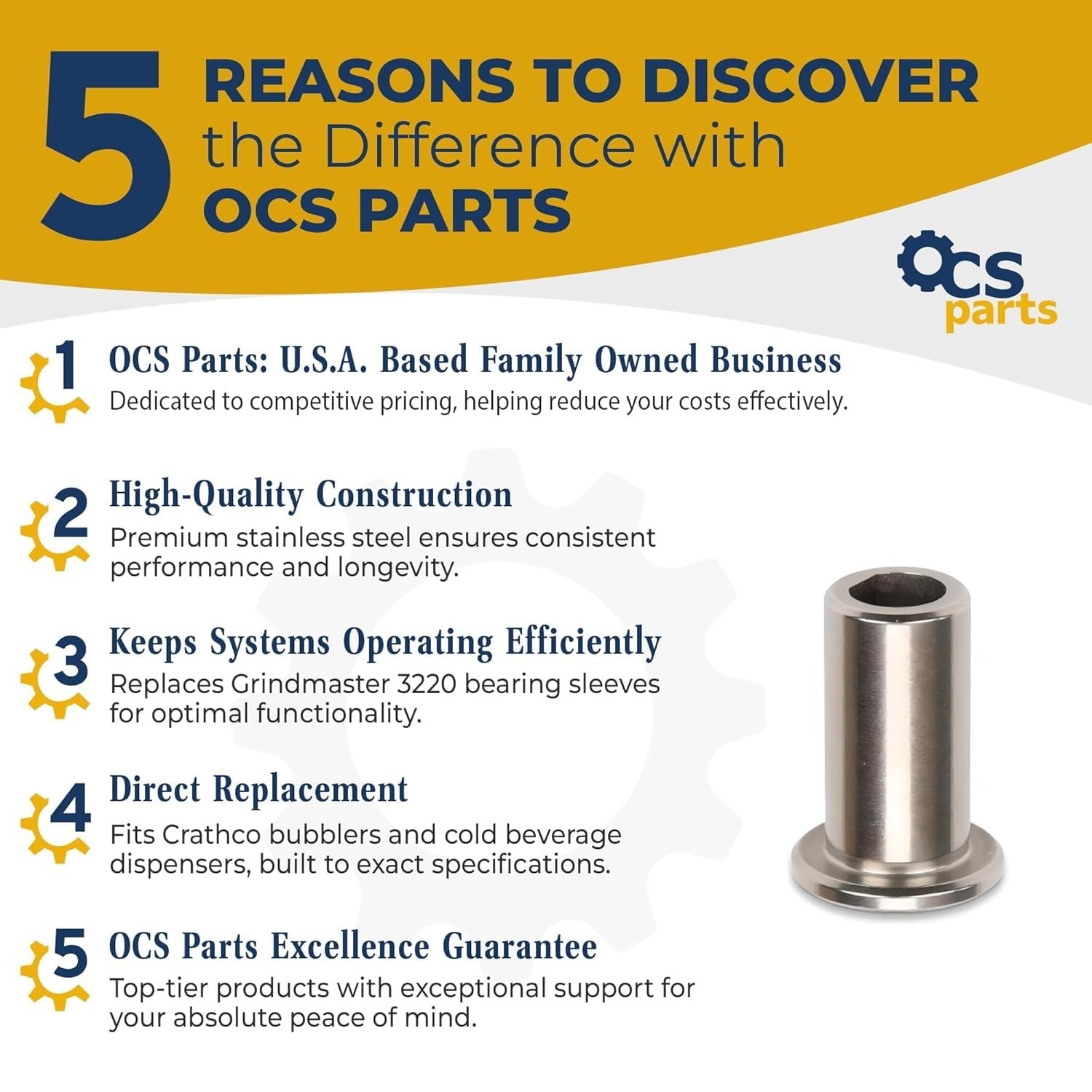 Bearing Sleeve Pack of 6 – Compatible with Crathco Grindmaster 3220, Durable Par