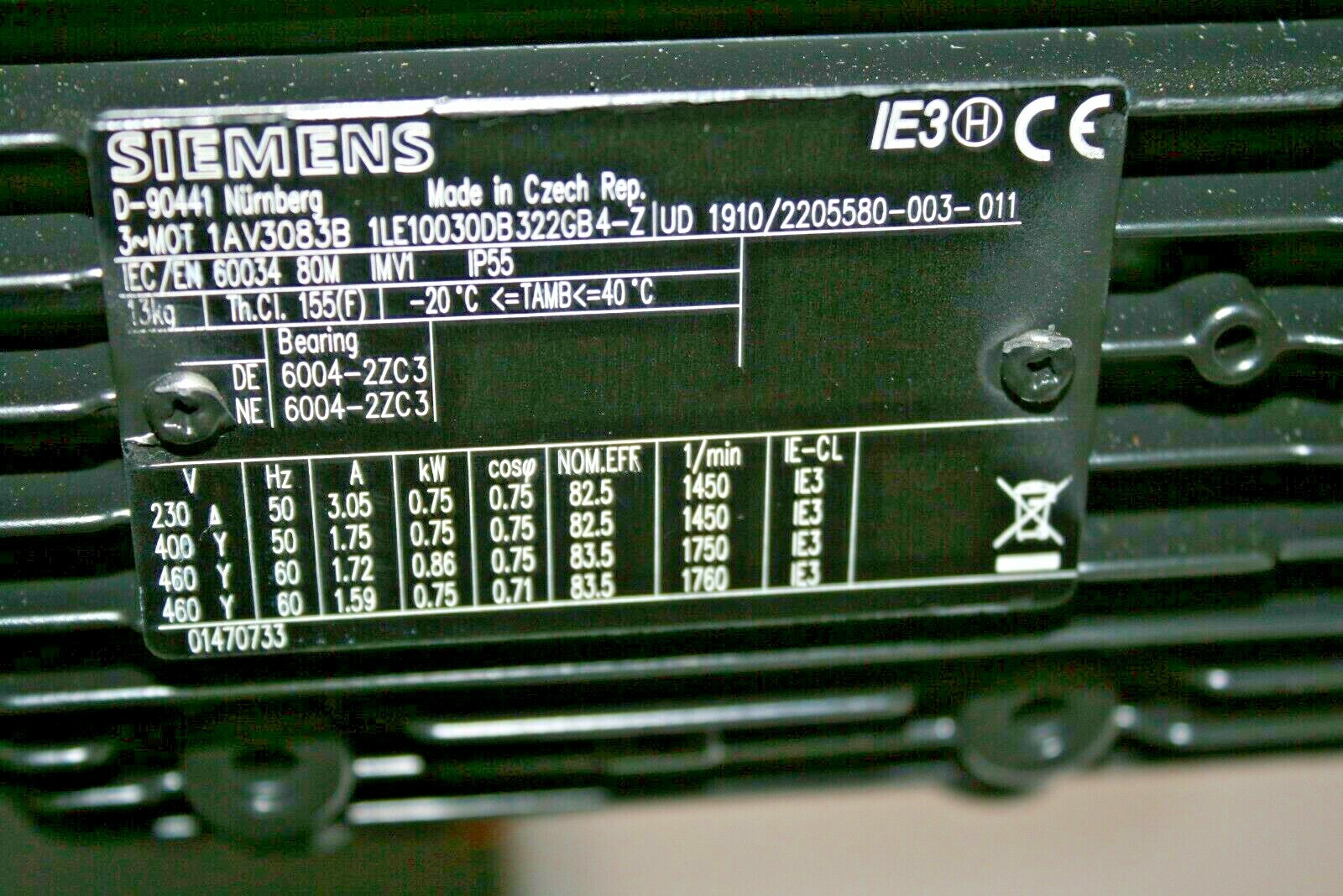 SIEMENS 3HP 230/460V KSB ETABLOC PUMP ETB 065-040-160