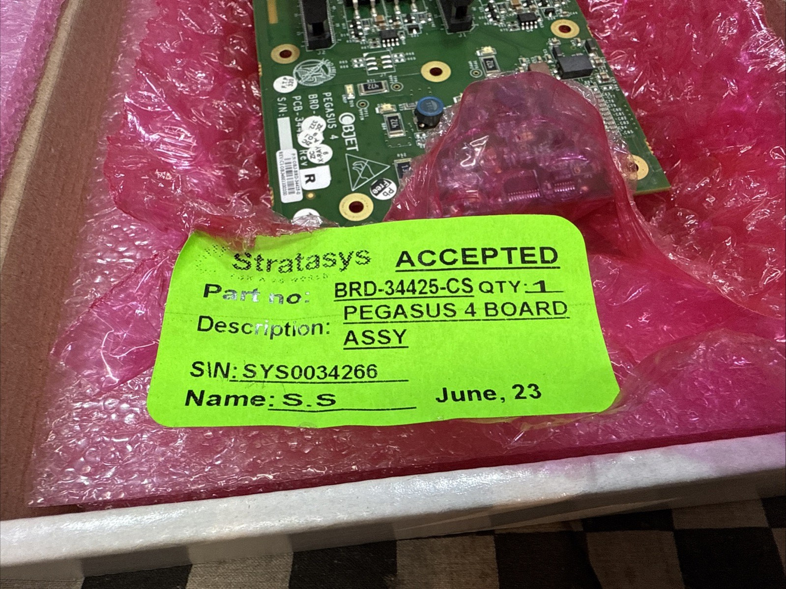 Stratasys BRD-34425-S, BRD34425S, PEGASUS 4 BOARD ASSY, GOOD FOR PART
